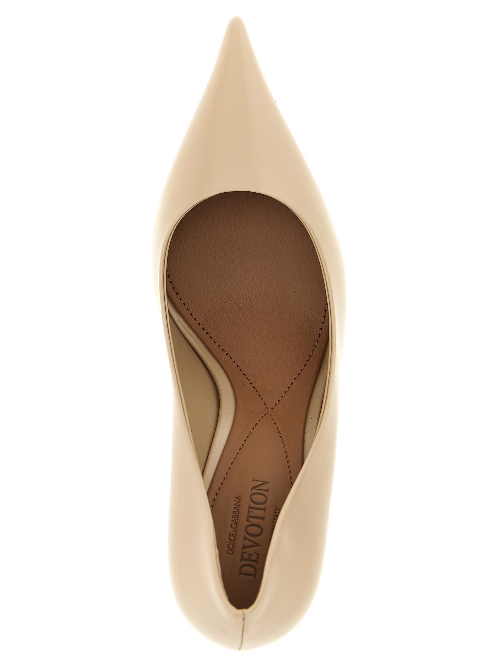 Dolce & Gabbana 80mm Pointed-toe Leather Pumps In Nude