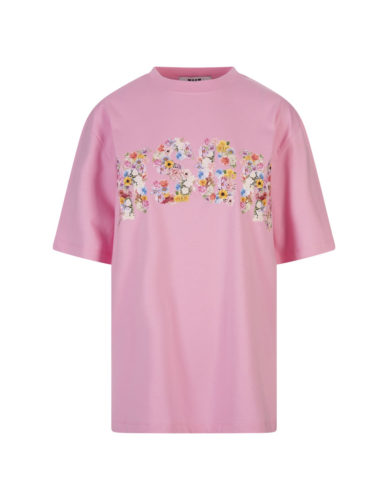 Pink T-shirt With Floral College Logo