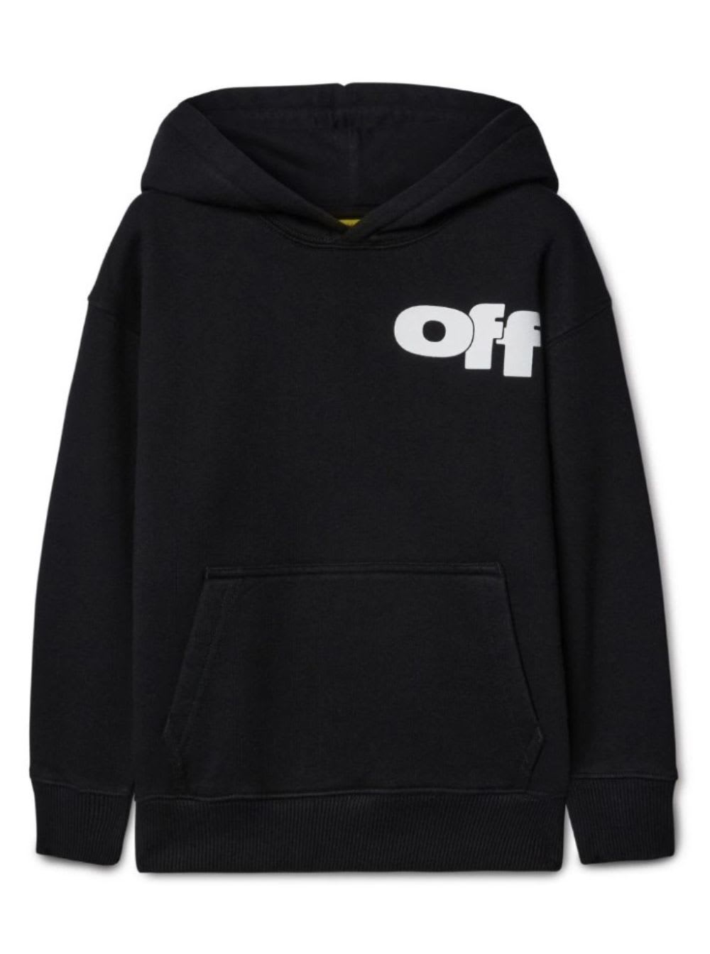 Shop Off-white Black Hoodie With Logo Lettering On The Front In Cotton Boy