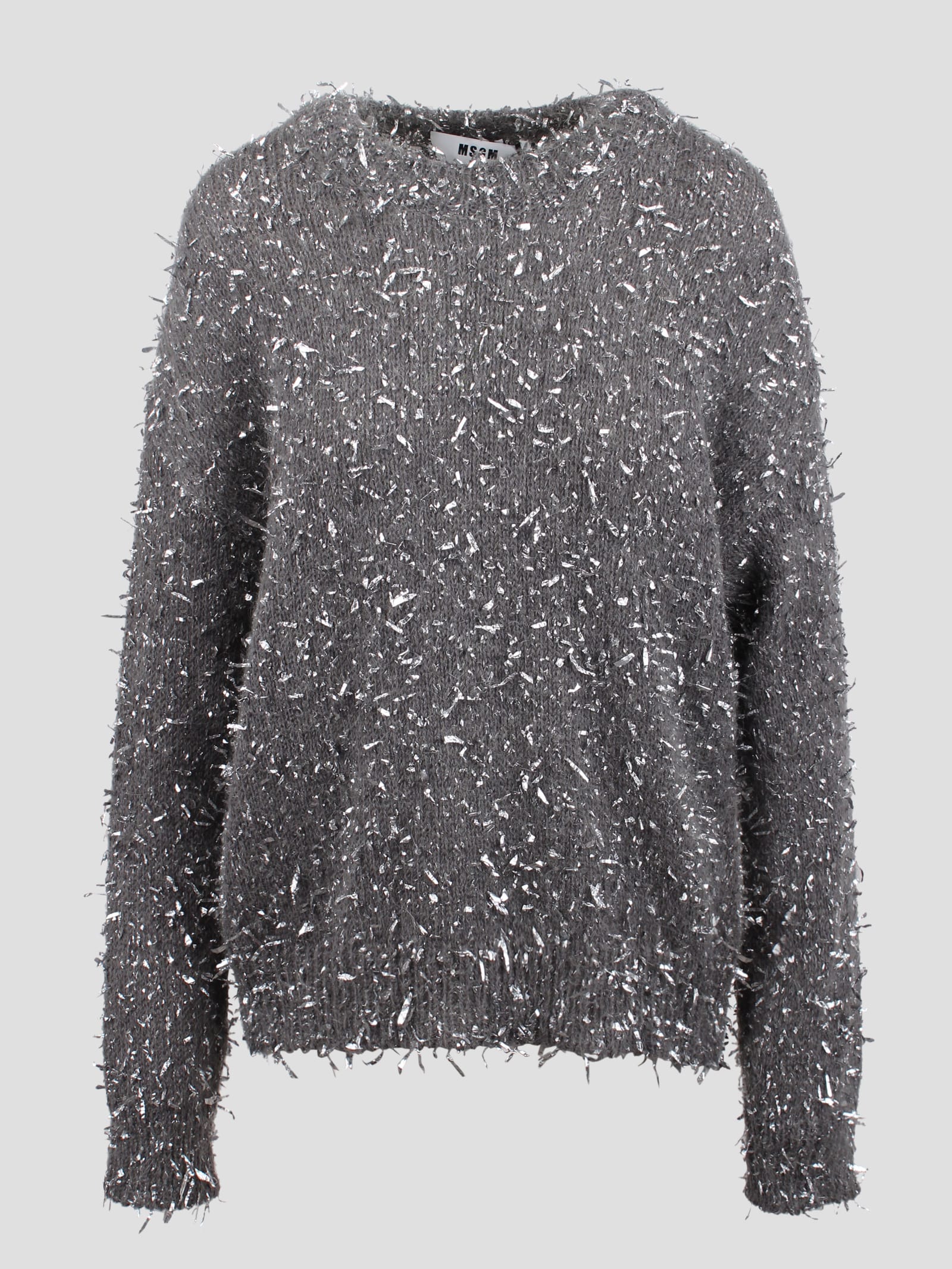 Shop Msgm Frayed Effect Crew Neck Sweater