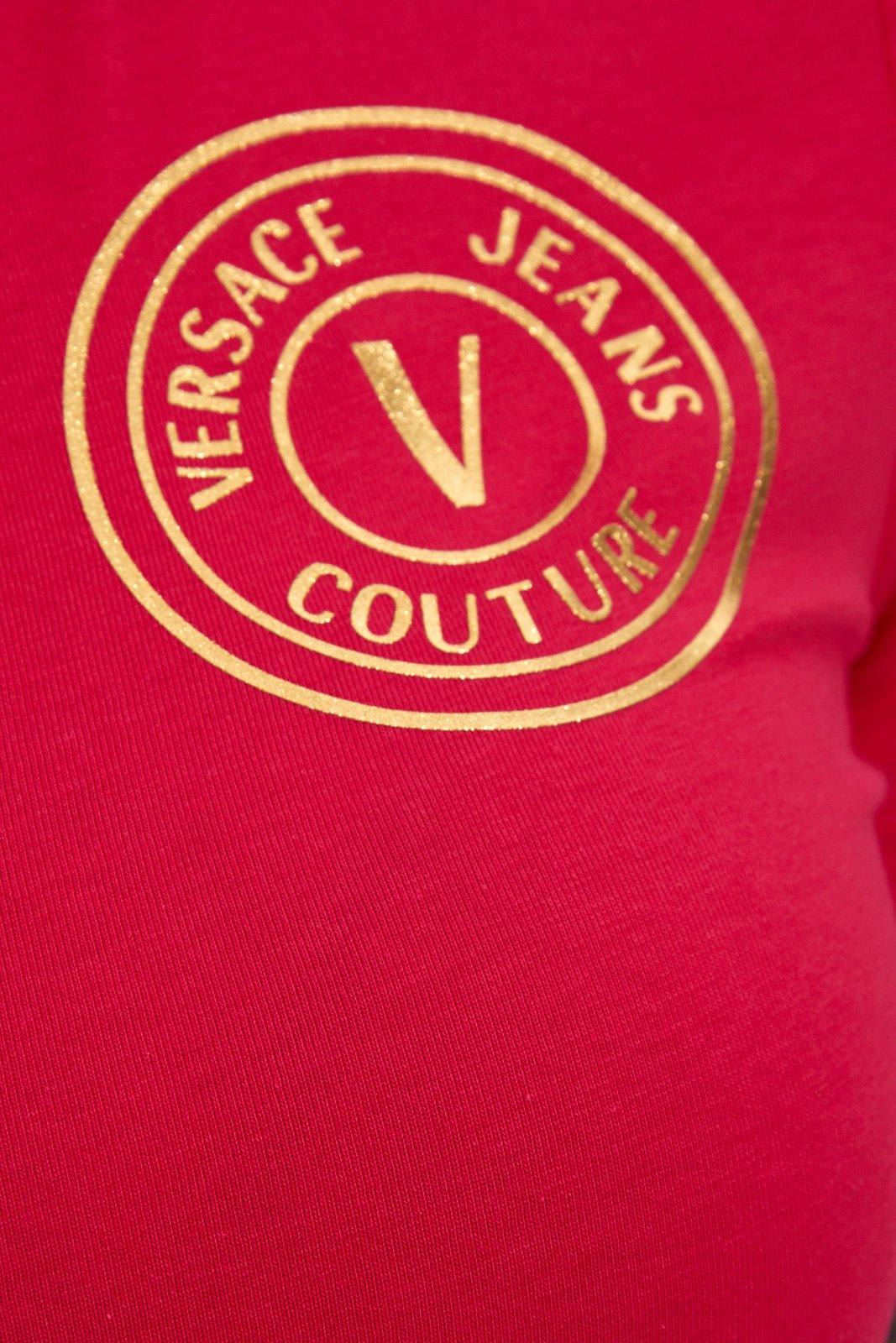 Shop Versace Jeans Couture Logo-printed Short-sleeved Stretched Dress In Pink