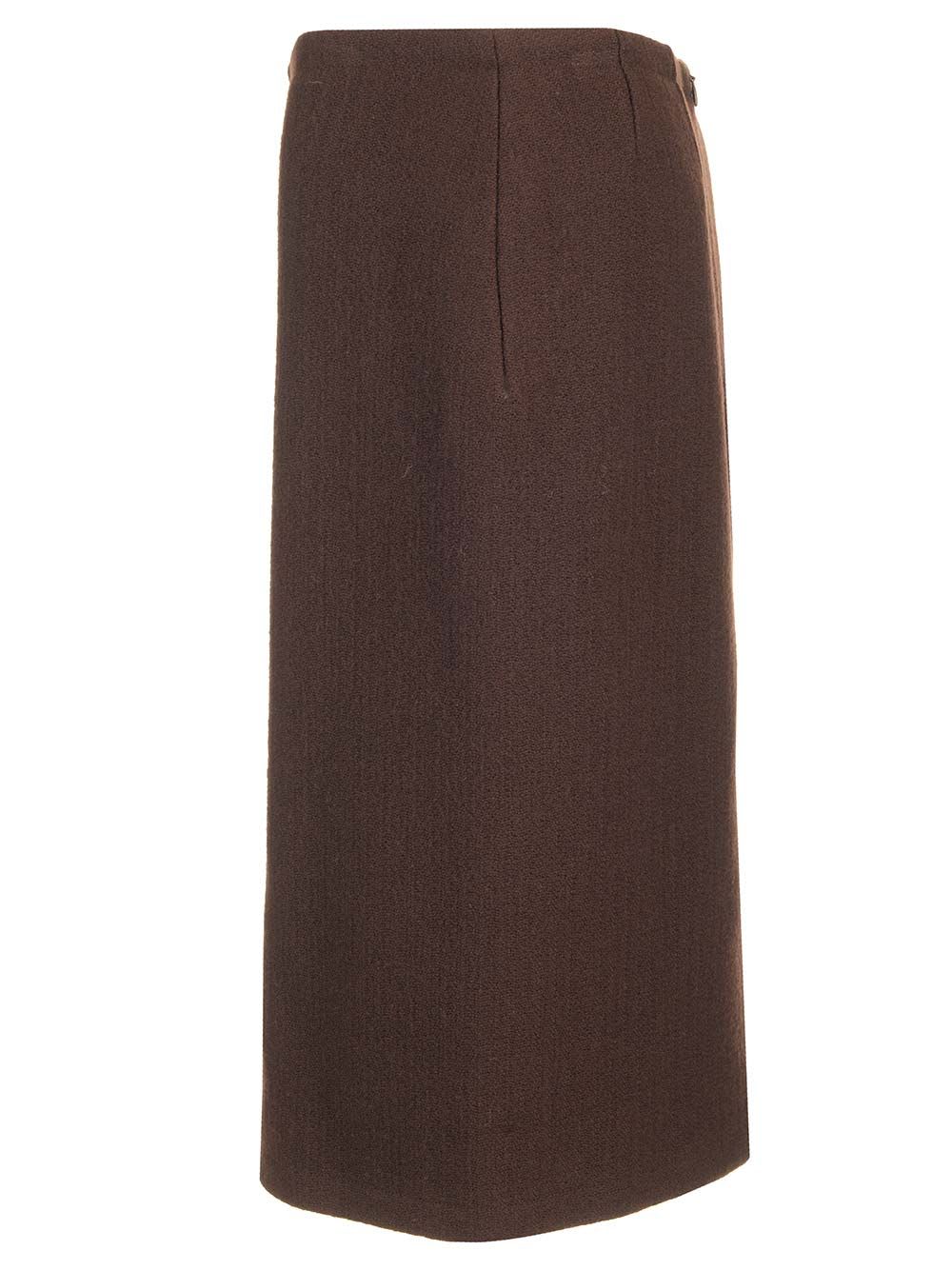 Shop Dries Van Noten Wool Pencil Skirt In Brown