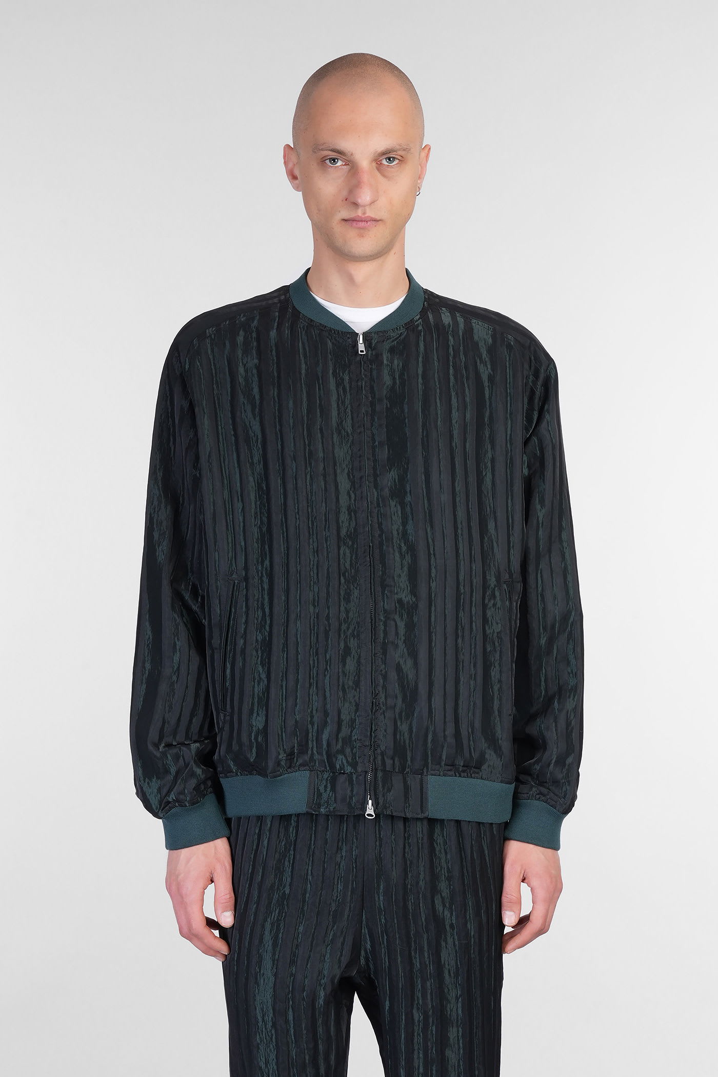 Needles Bomber Jacket In Green Rayon In Green