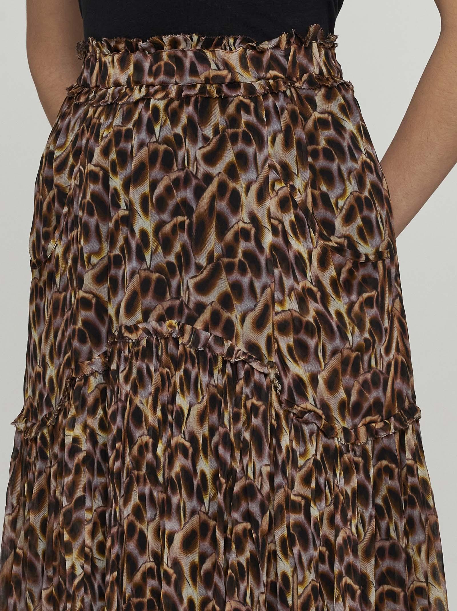 Shop Marant Etoile Veronique Print Viscose Midi Skirt In Ocra