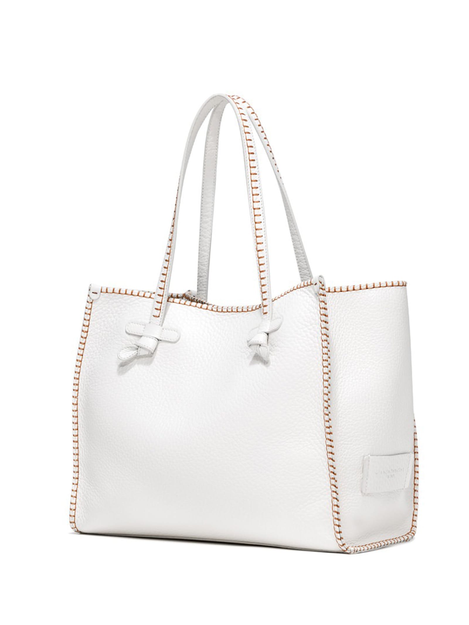 Shop Gianni Chiarini White Marcella Shopping Bag In Bubble Leather In Bianco