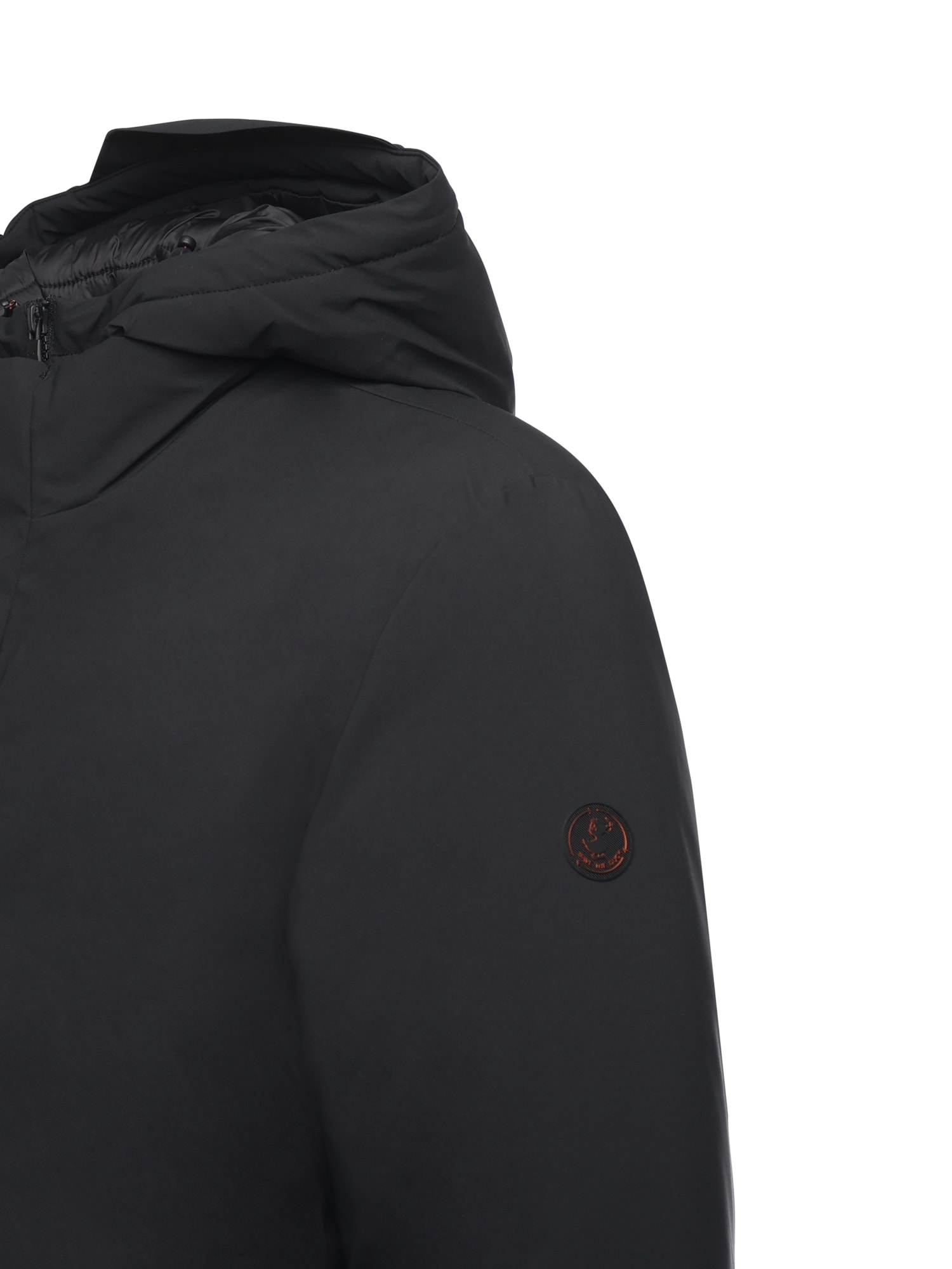 Save The Duck Removable-hoodie Zip-up Coat In Black
