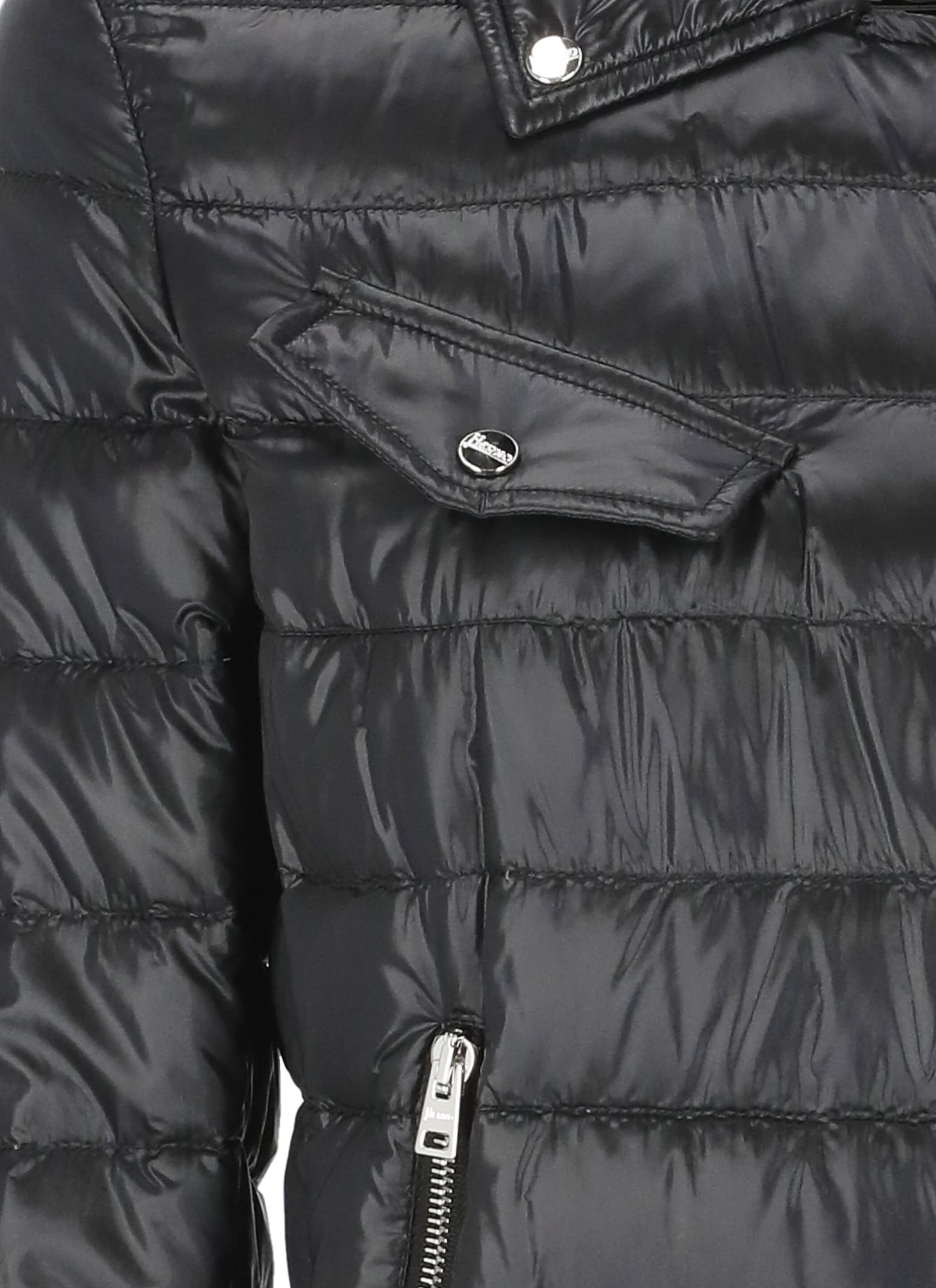 Herno Lightweight Biker Jacket With Diagonal Zip Closure In Black