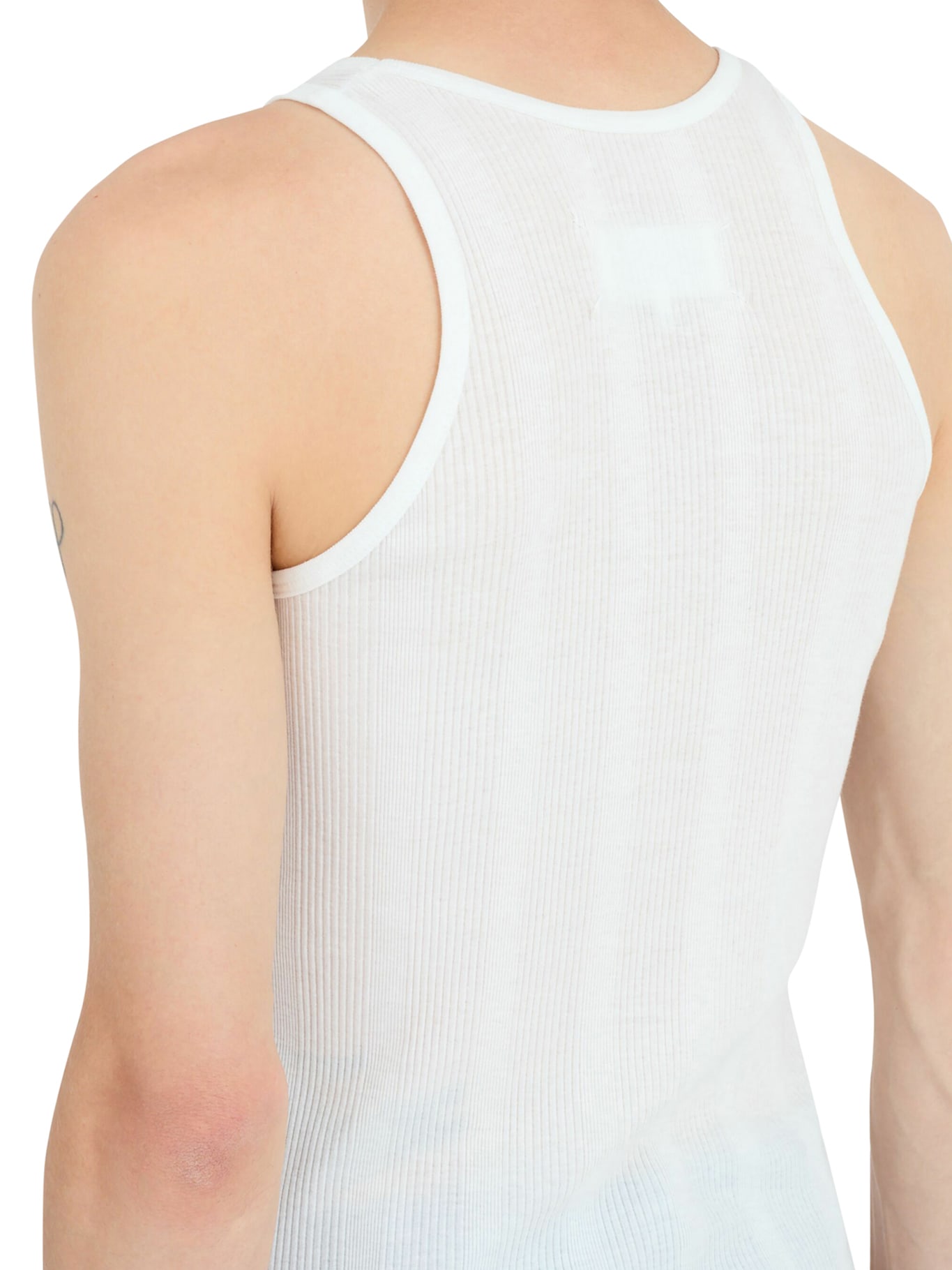 Maison Margiela Logo Cotton Blend Tank Top In Neutral