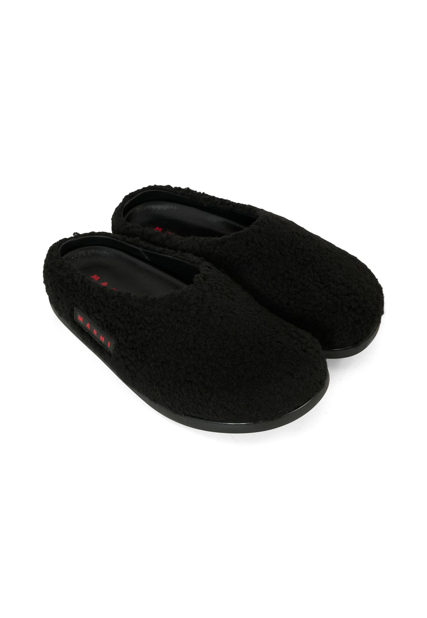 Marni Black Clogs For Kids With Logo In Black
