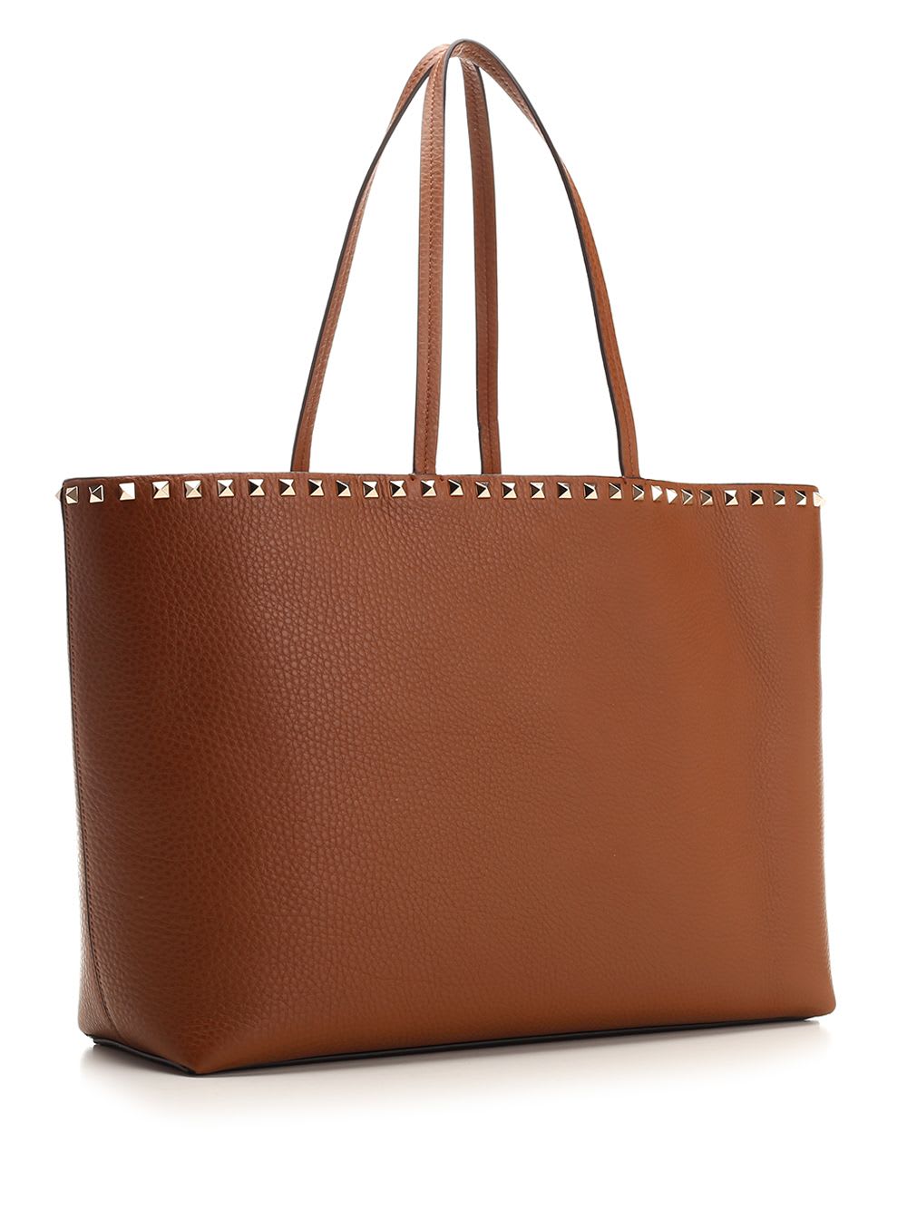 Shop Valentino Rockstud Tote In Brown