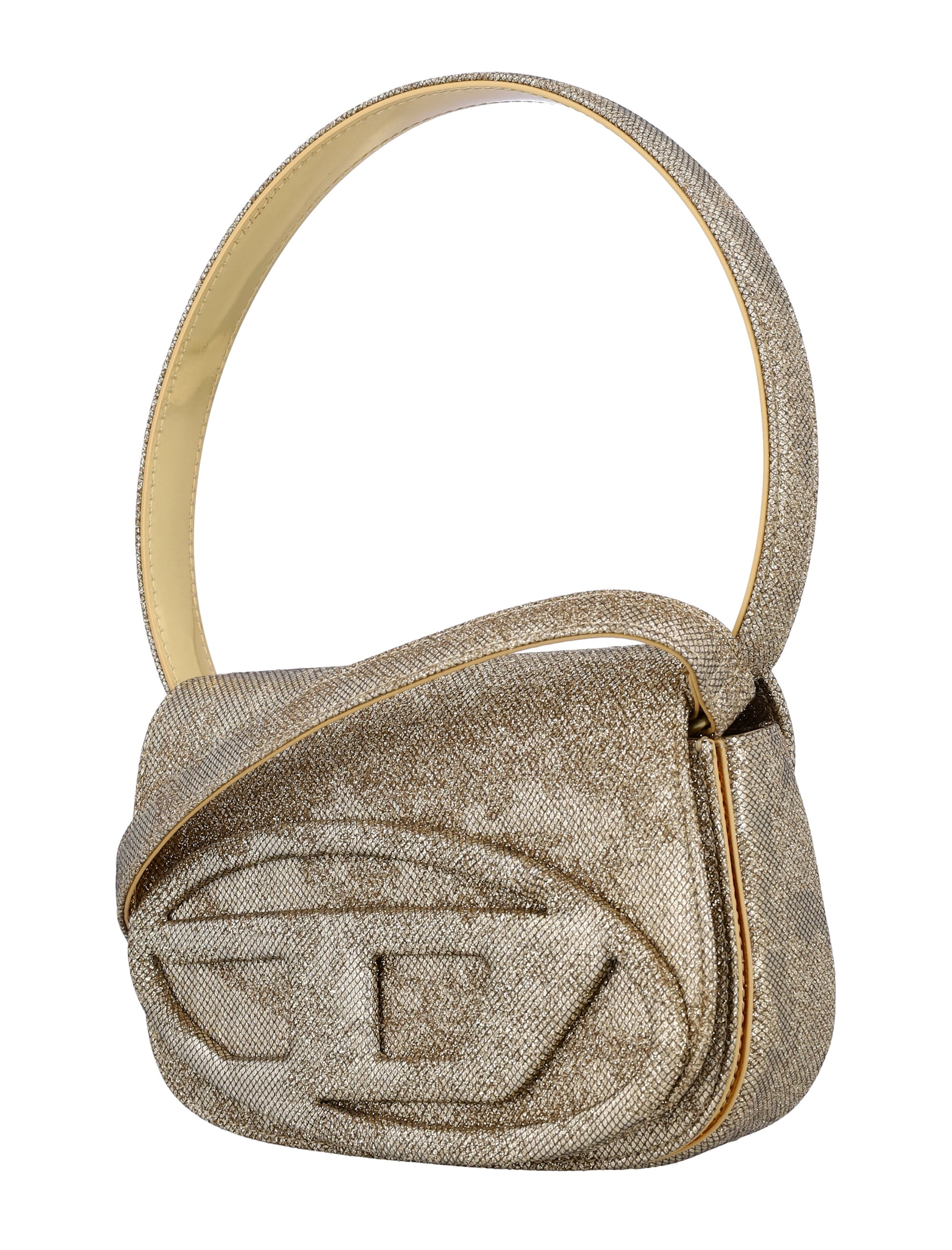 Diesel Women 1dr Glitter Fabric Shoulder Bag In Gold