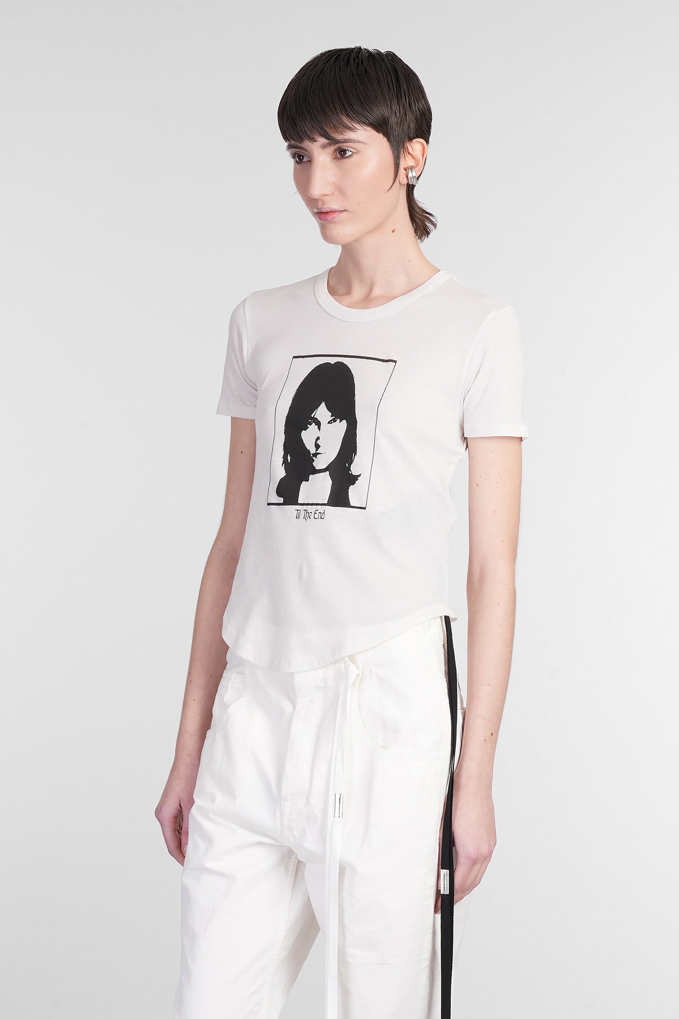 Ann Demeulemeester Georgette ''fino Alla Fine'' Micro T-shirt In Beige