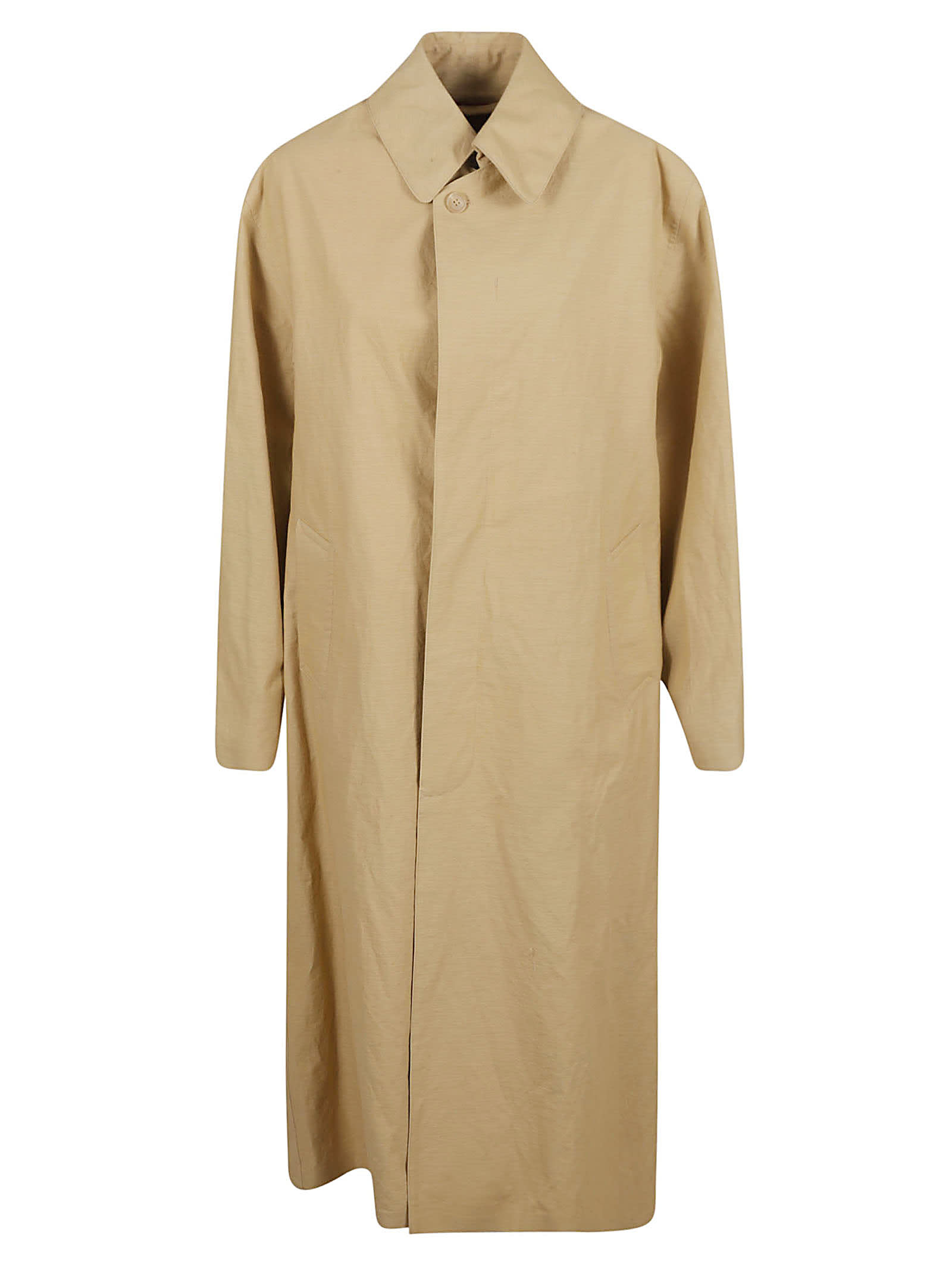 Maison Margiela Oversized Concealed Coat In Banana