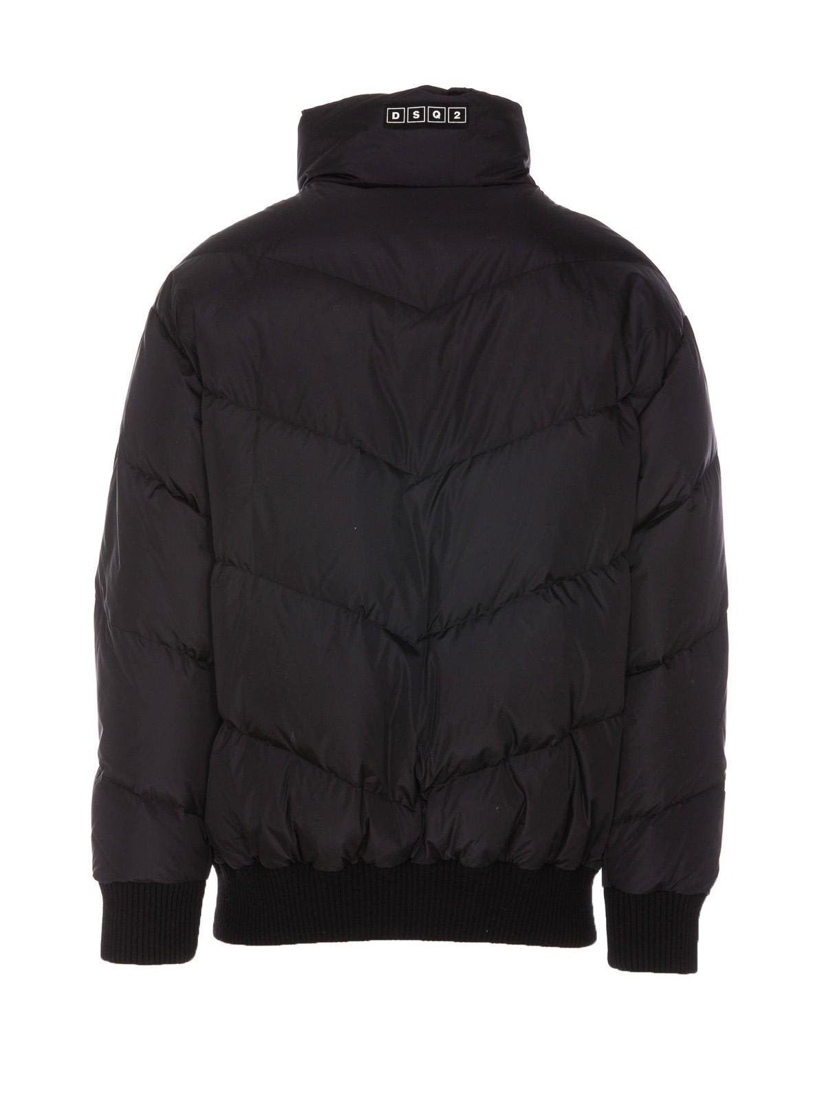 Shop Dsquared2 V-quilted Zipped Puffer Jacket In Nero