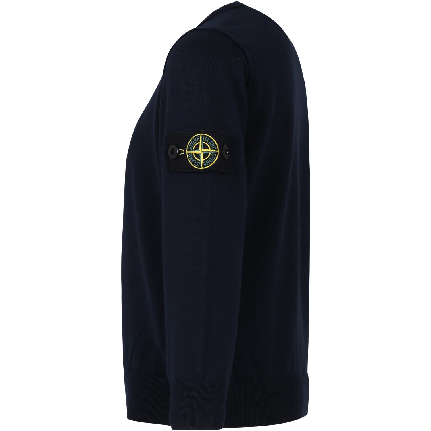 Shop Stone Island Junior Blue Sweater For Baby Boy With Compass In Navy Blue