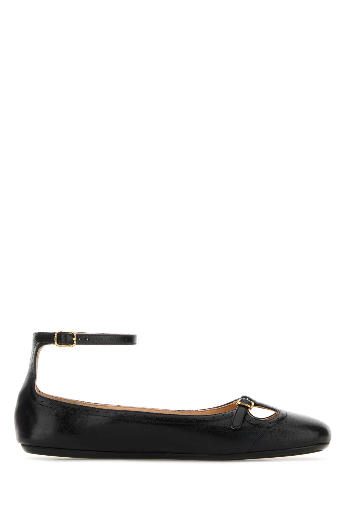 Chloé Leather Ballerina Shoes Featuring Buckle Detail In Black