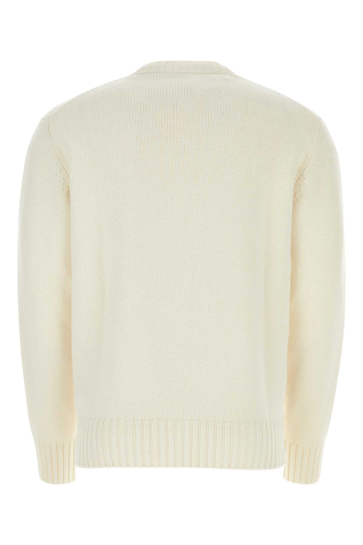 Shop Prada Ivory Wool Blend Sweater In Bianco
