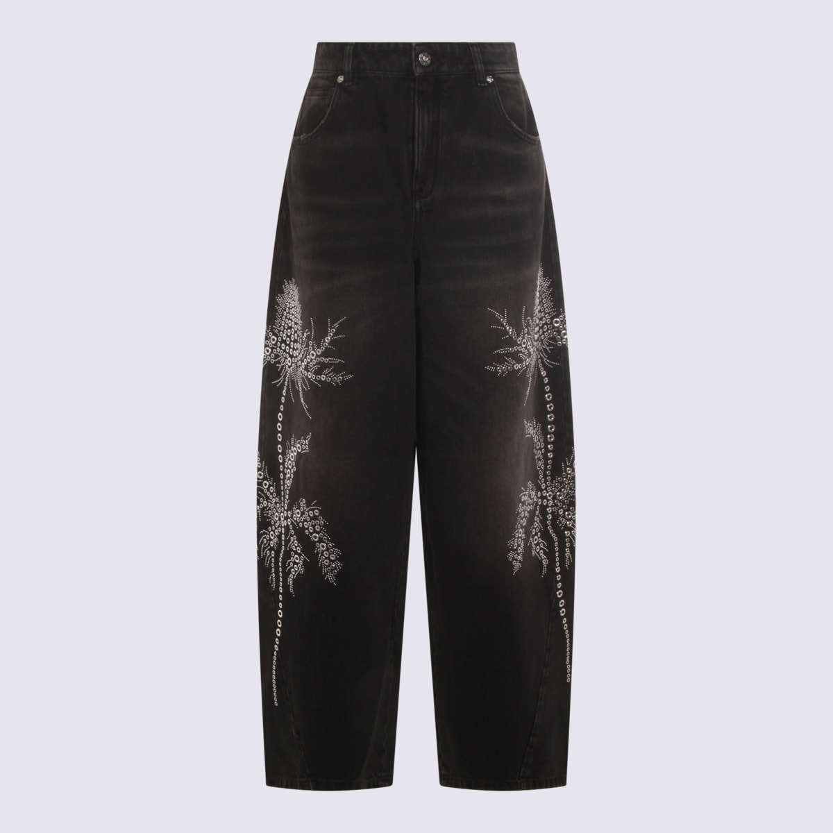 Blumarine Black Jeans With Belt Loops And Embroidery On The Front In Denim Woman In Black