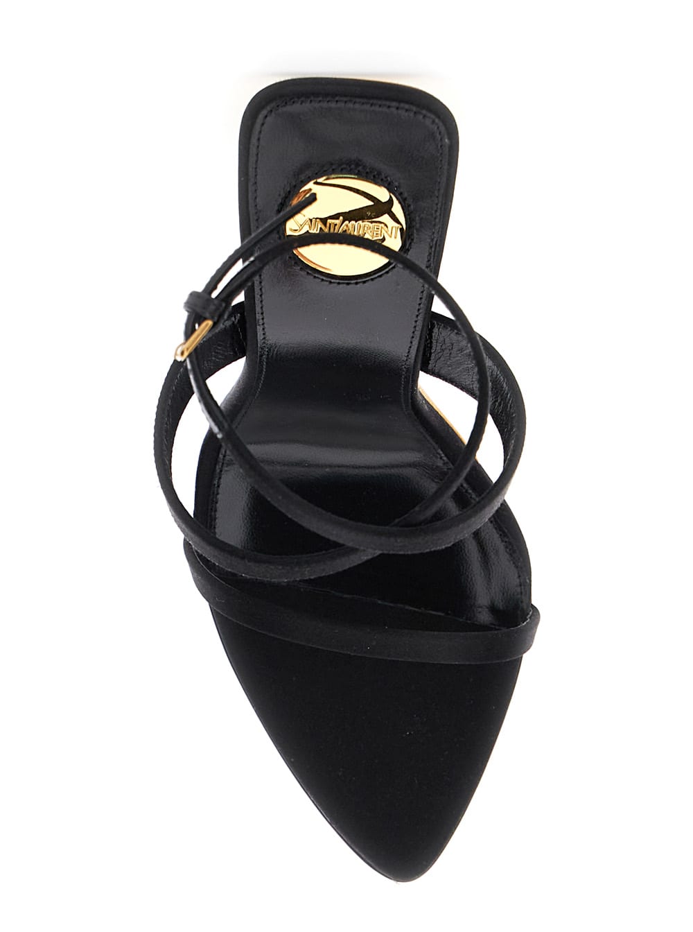 Shop Saint Laurent Black Wedges With Criss-crossed Ankle Strap In Viscose And Silk Blend Woman