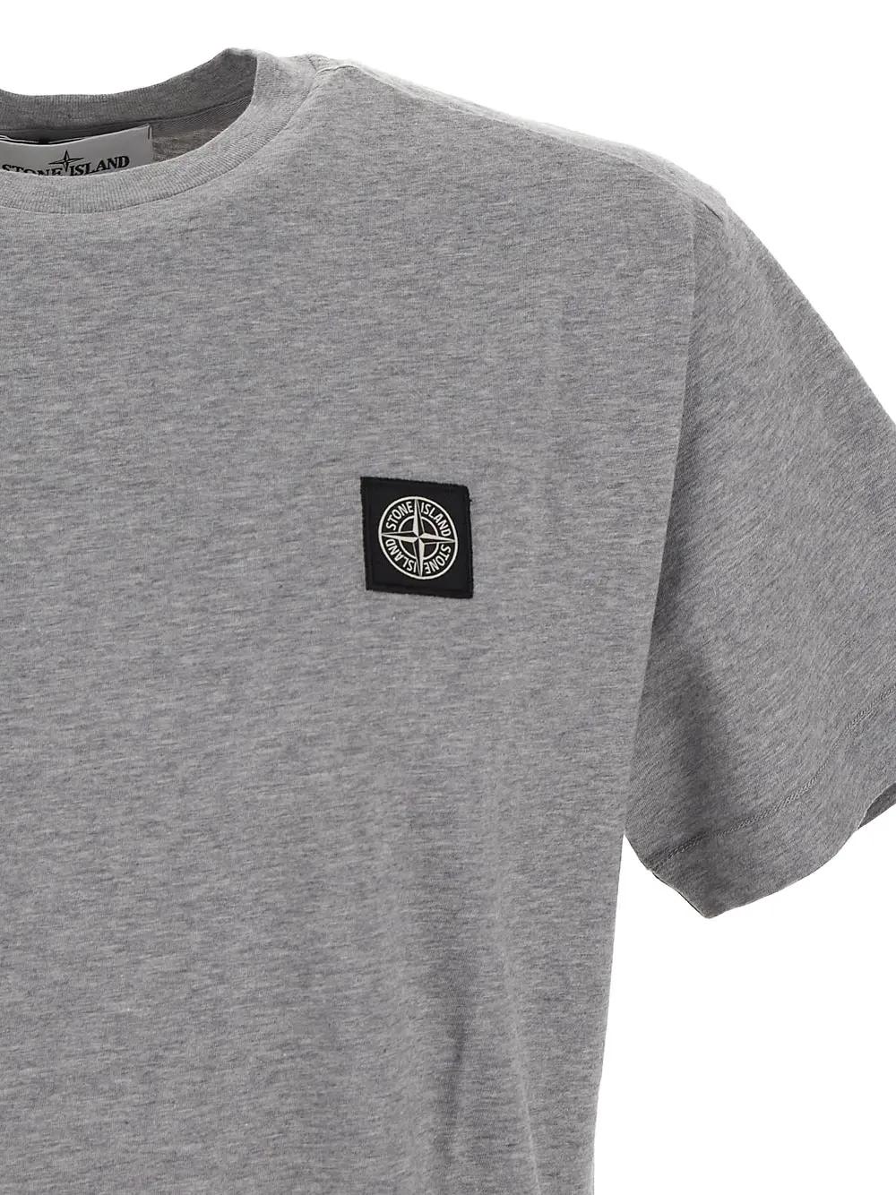 Shop Stone Island Cotton T-shirt In Melange Grey