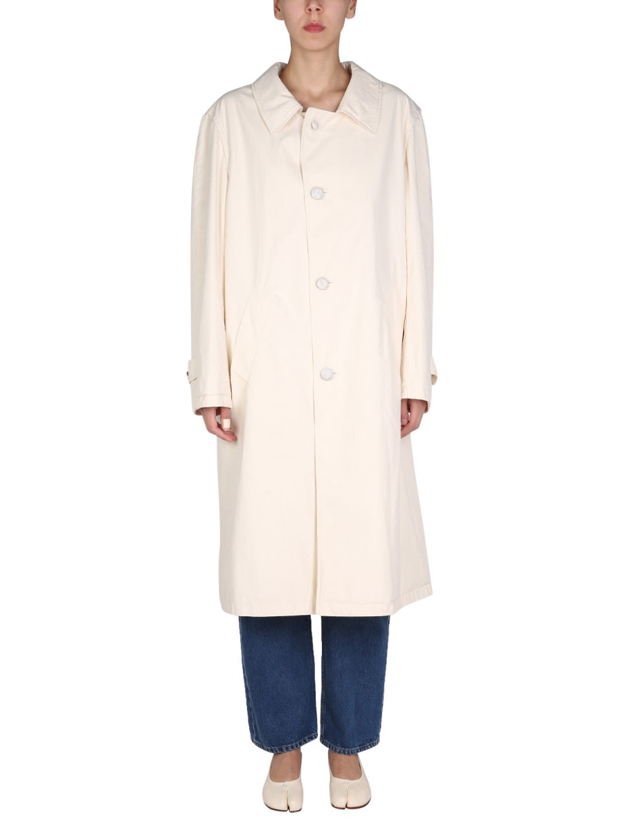 Shop Maison Margiela Single-breasted Trench In White