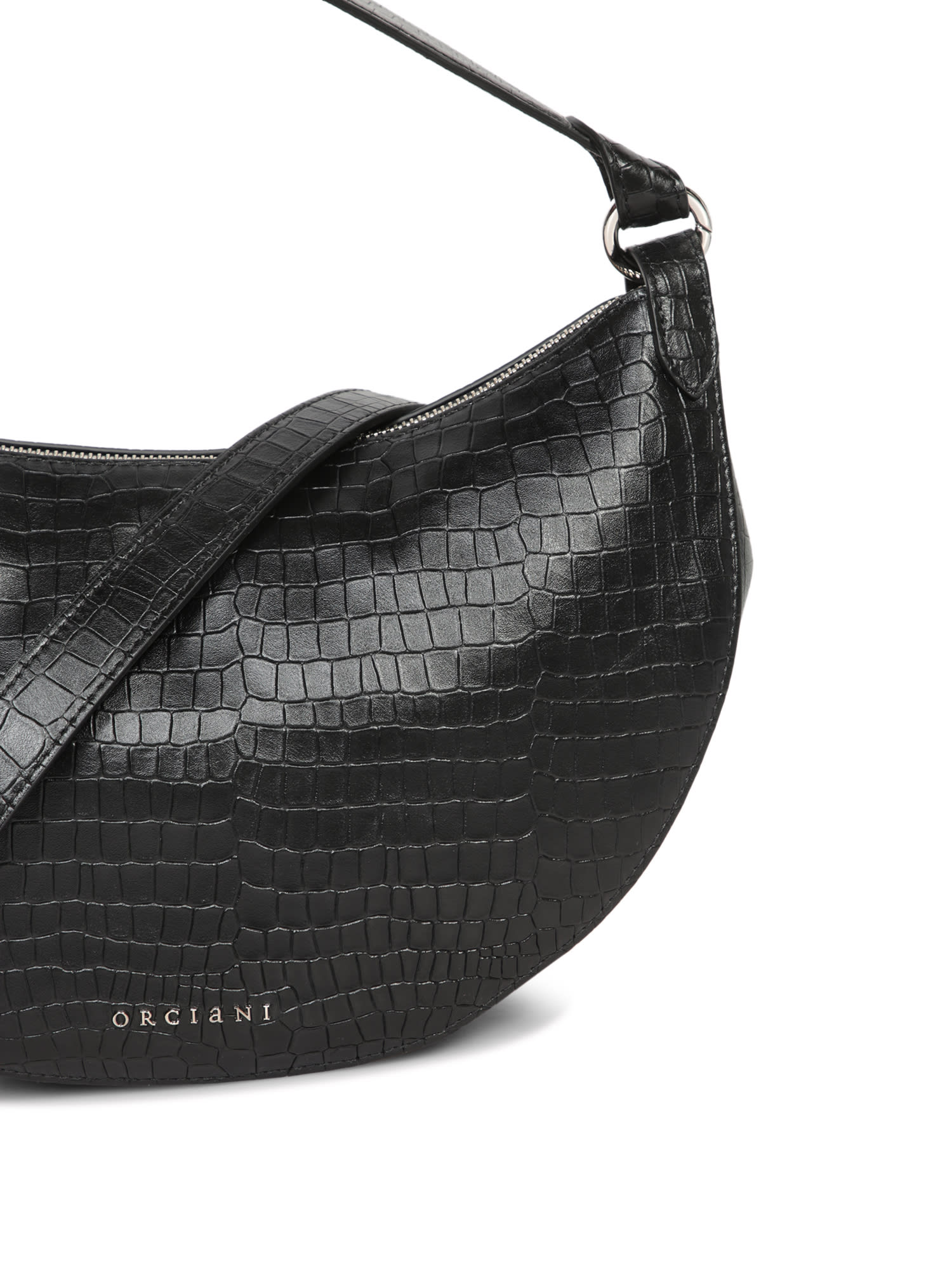 ORCIANI DUMPLING CROCODILE BLACK BAG 