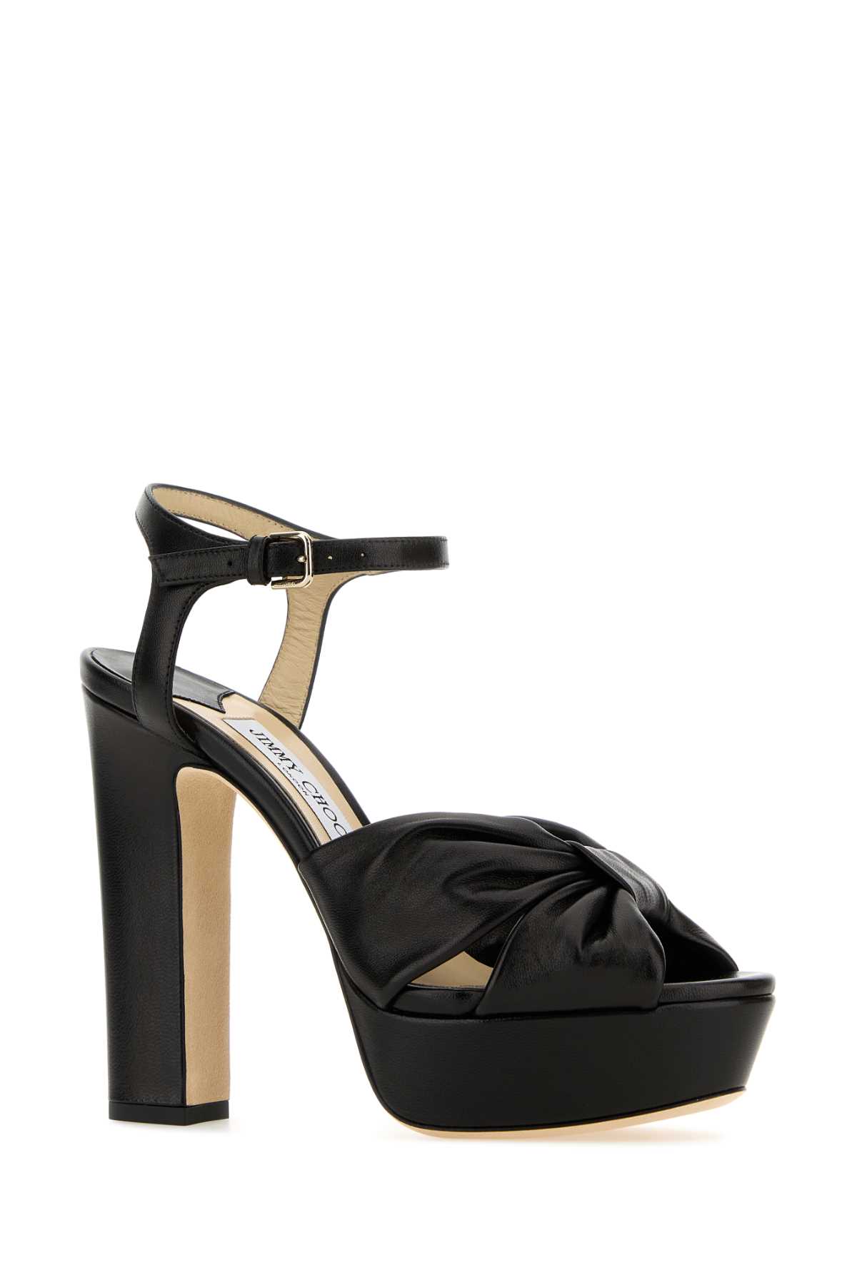 Shop Jimmy Choo Black Nappa Leather Heloise Sandals