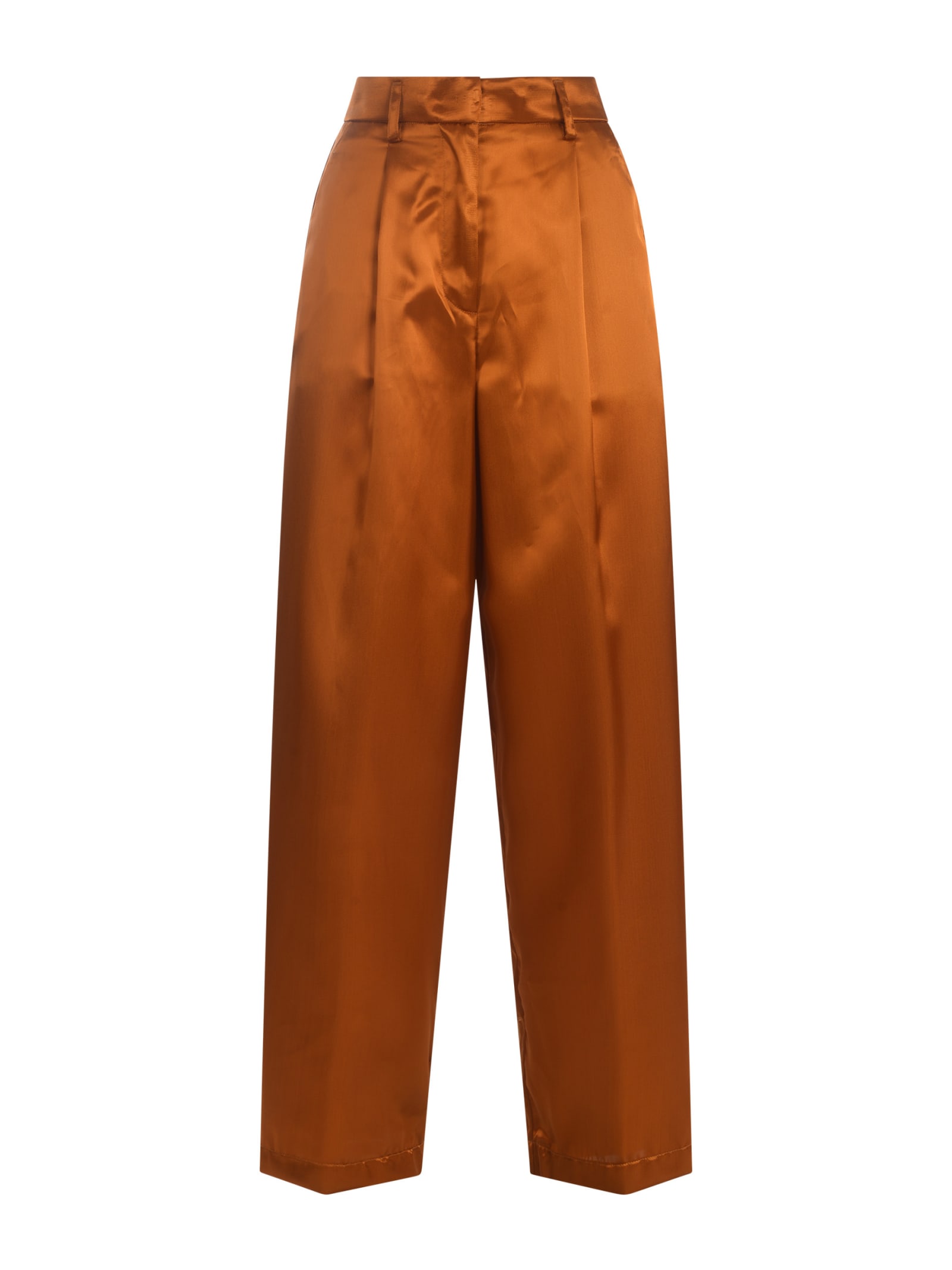 Shop Forte Forte Trousers  In Satin In Ambra