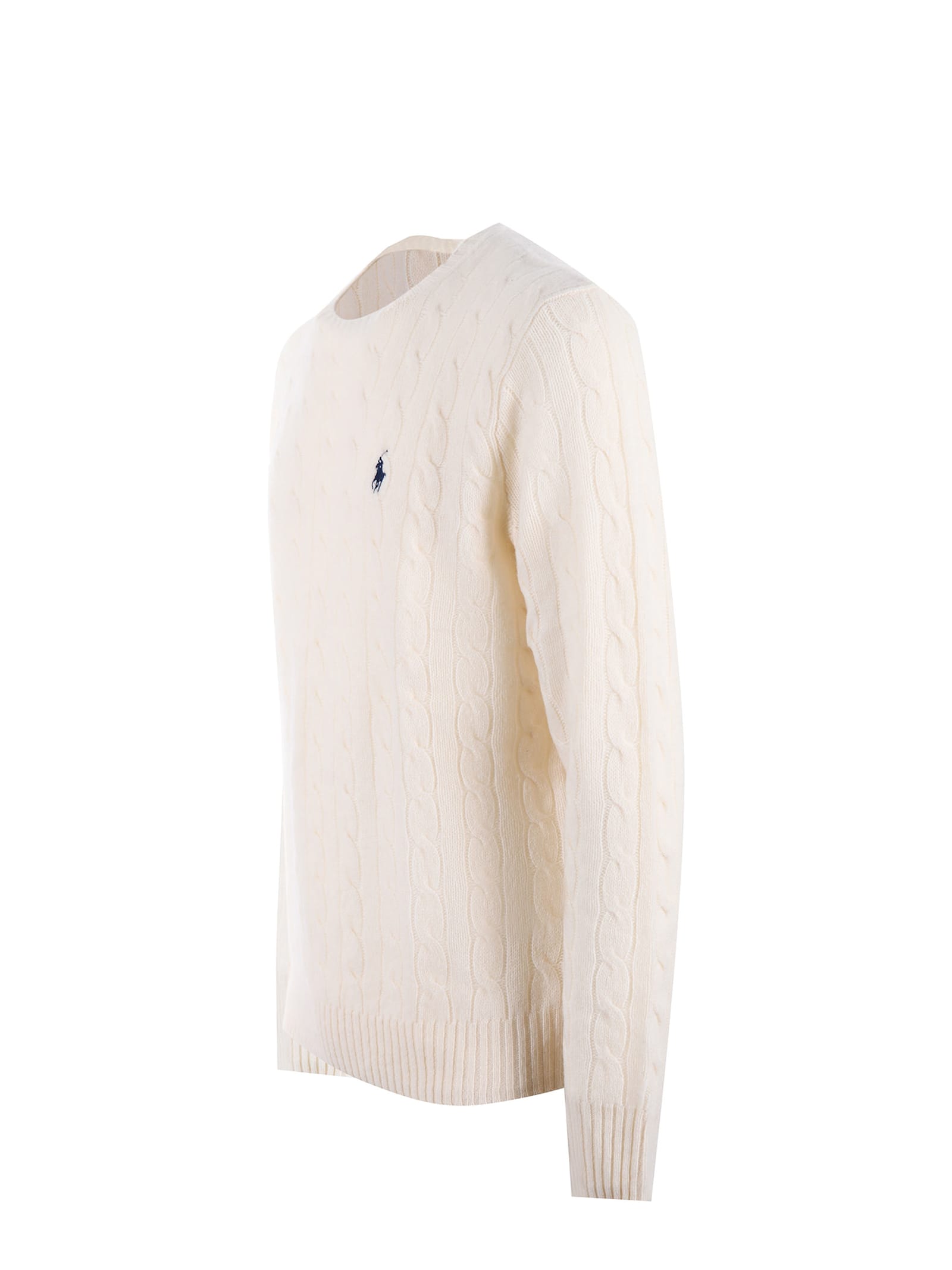 Shop Polo Ralph Lauren Wool And Cashmere Cable Knit Sweater In Ivory