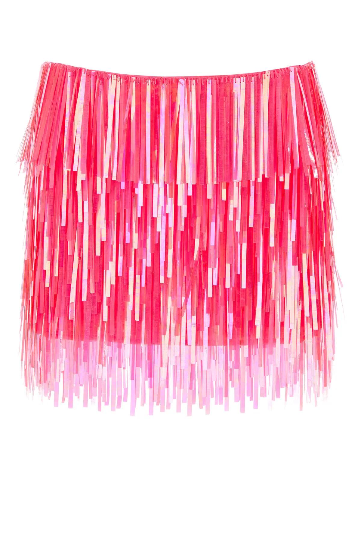 Shop Sportmax Fluo Pink Sequins Mini Skirt In Fuchsia