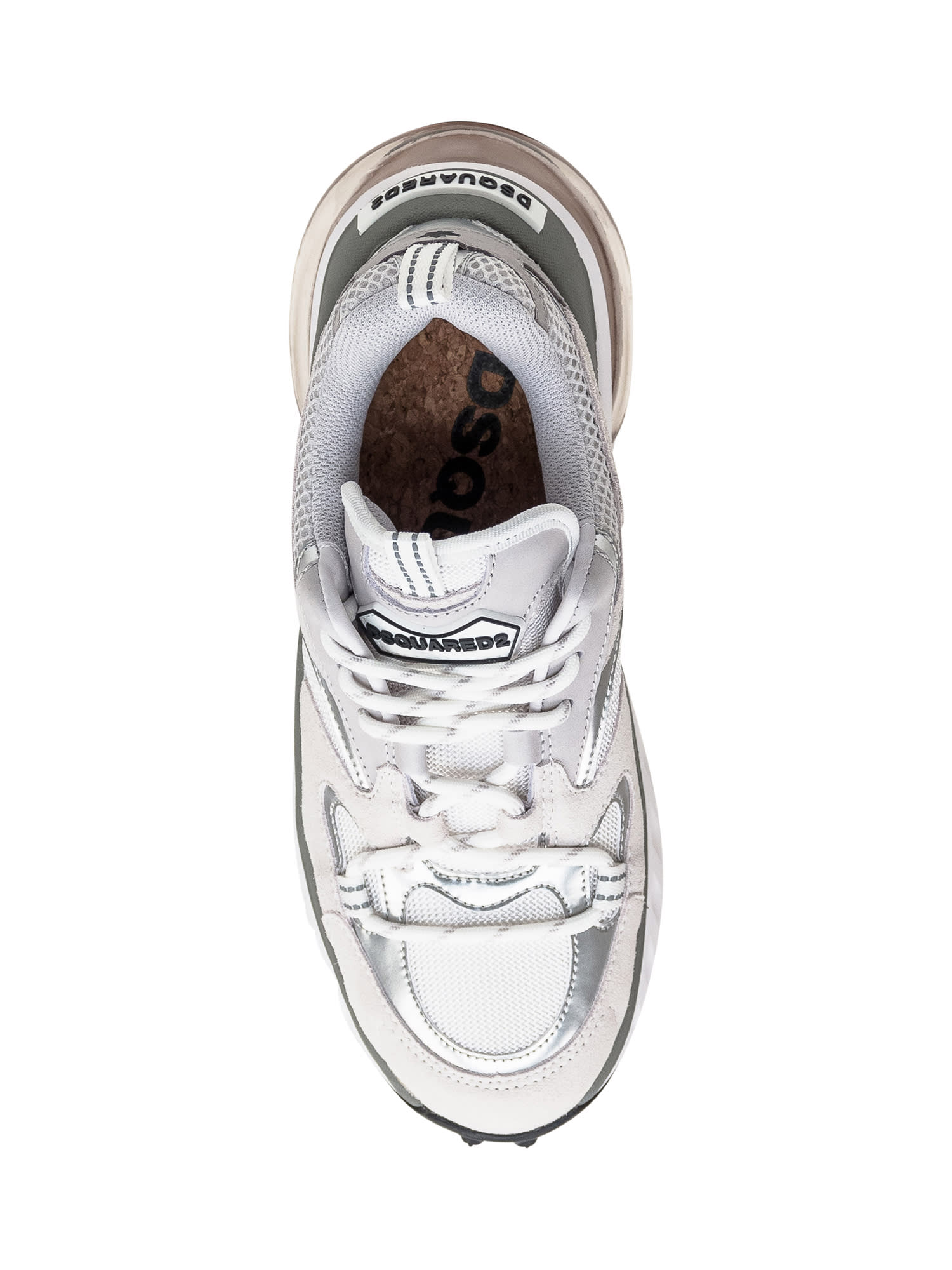 Shop Dsquared2 Bubble Sneaker In Bianco-grigio-argento