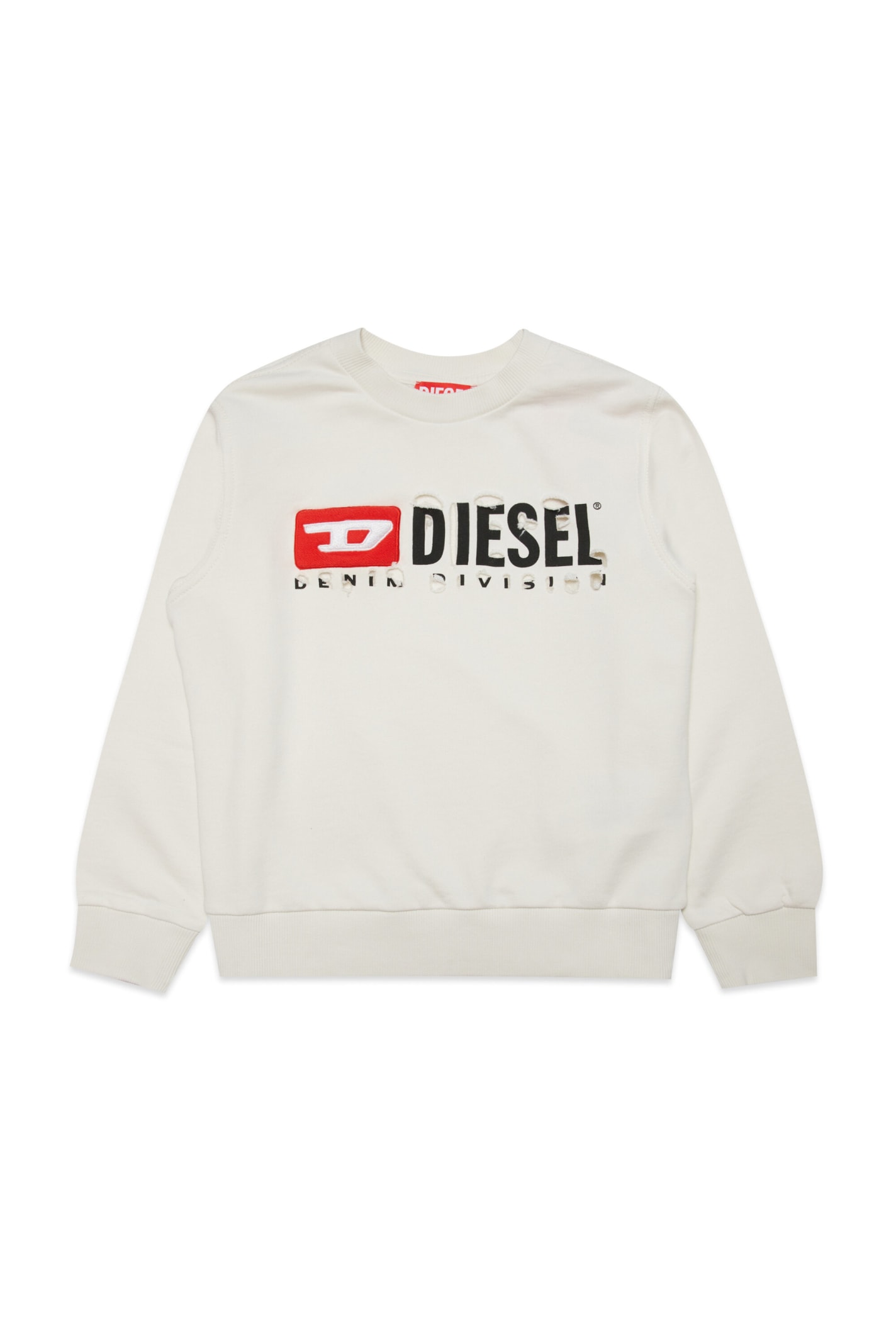 Diesel Kids' Smacsdivstroyed Sweat-shirt  Crew-neck Sweatshirt With Logo Breaks In Grey