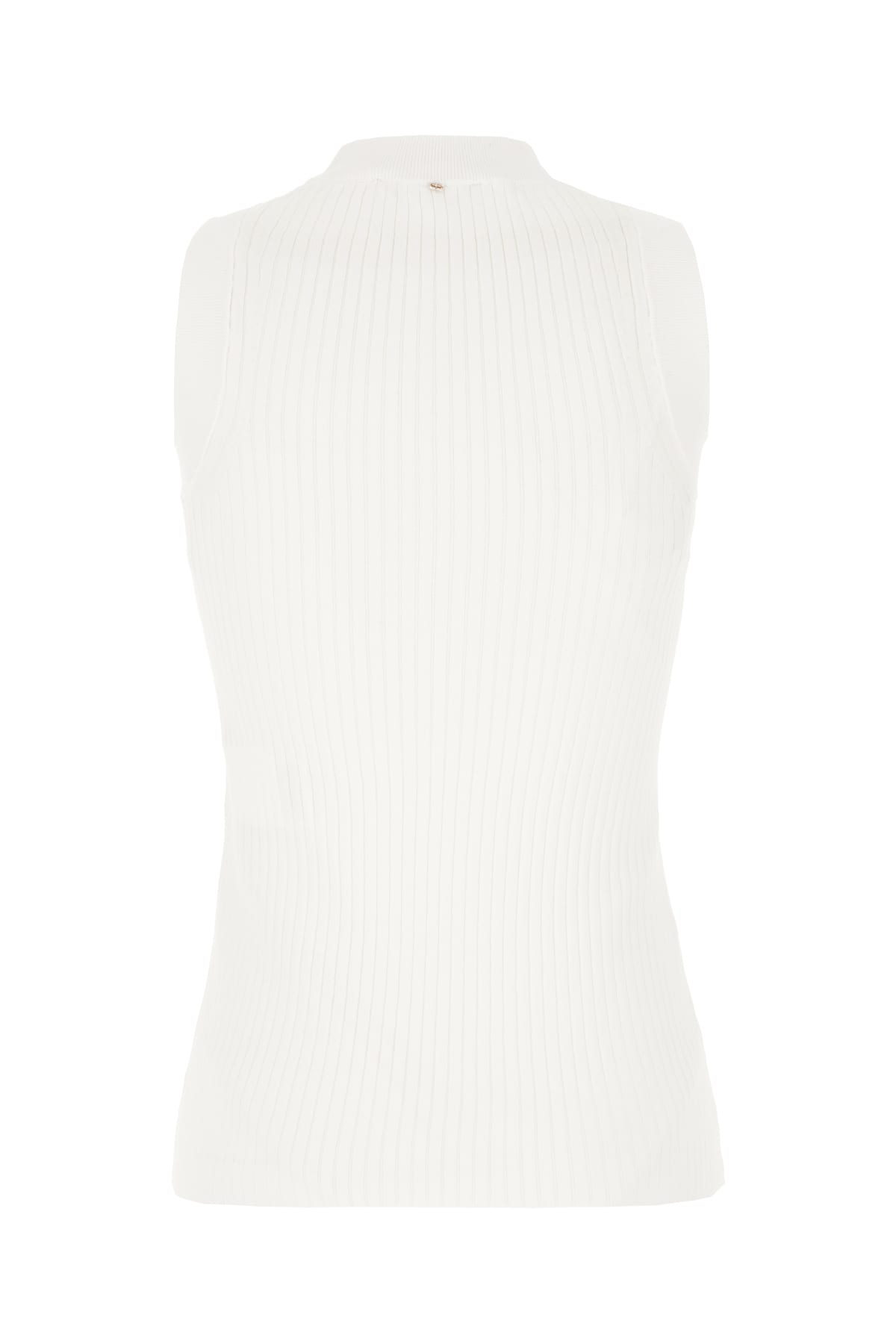 Sportmax Crew-neck Cotton Top Jewel Detail In Bianco