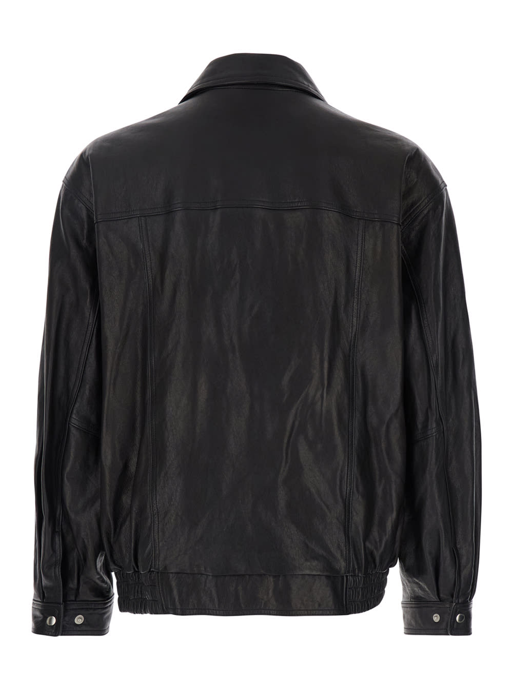 Dunst Black Jacket With Pockets On The Front And Elastic Hem In Leather Man In Black
