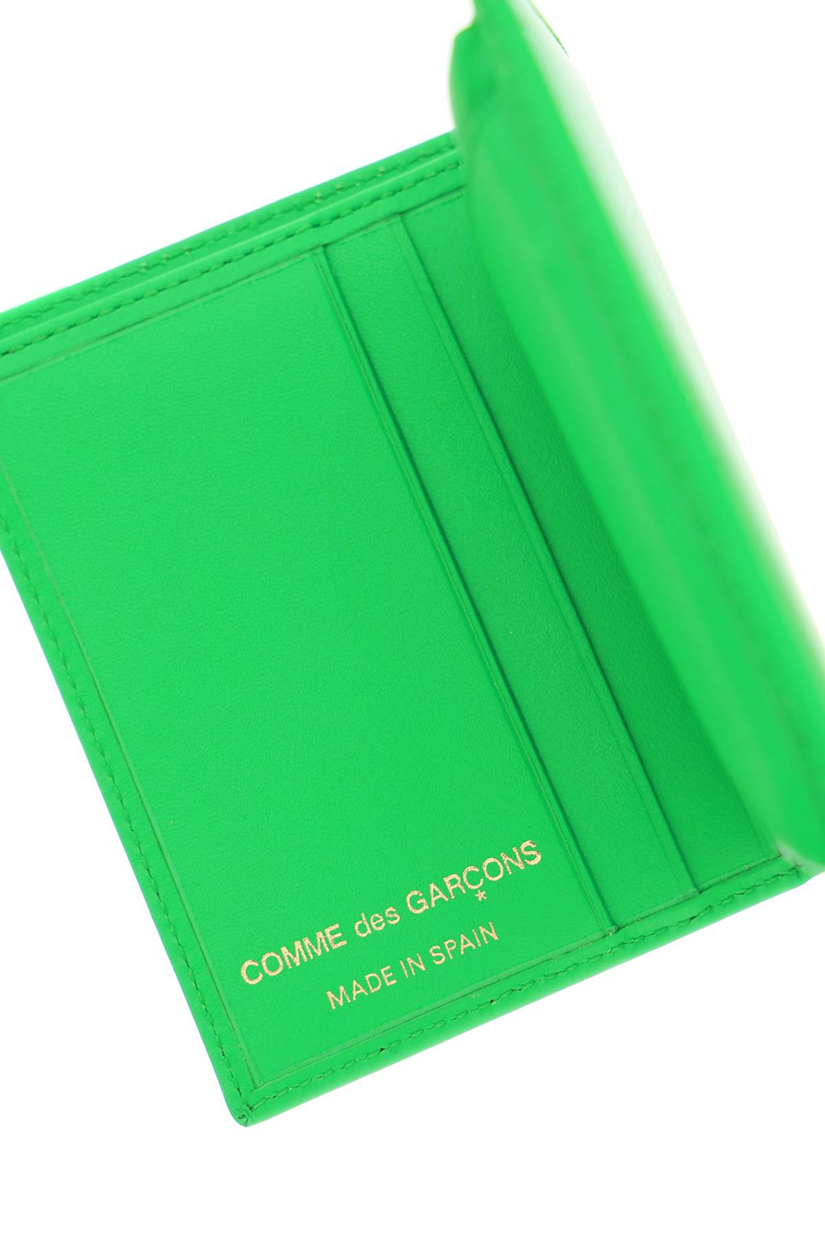 Shop Comme Des Garçons Leather Small Bi-fold Wallet In Green (green)
