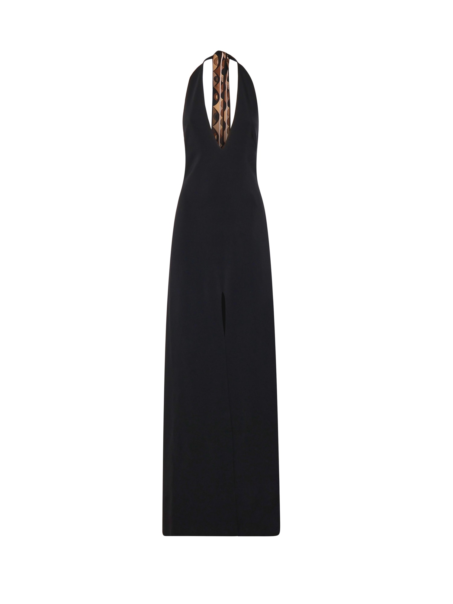 Pucci Long V-neck Dress In Black