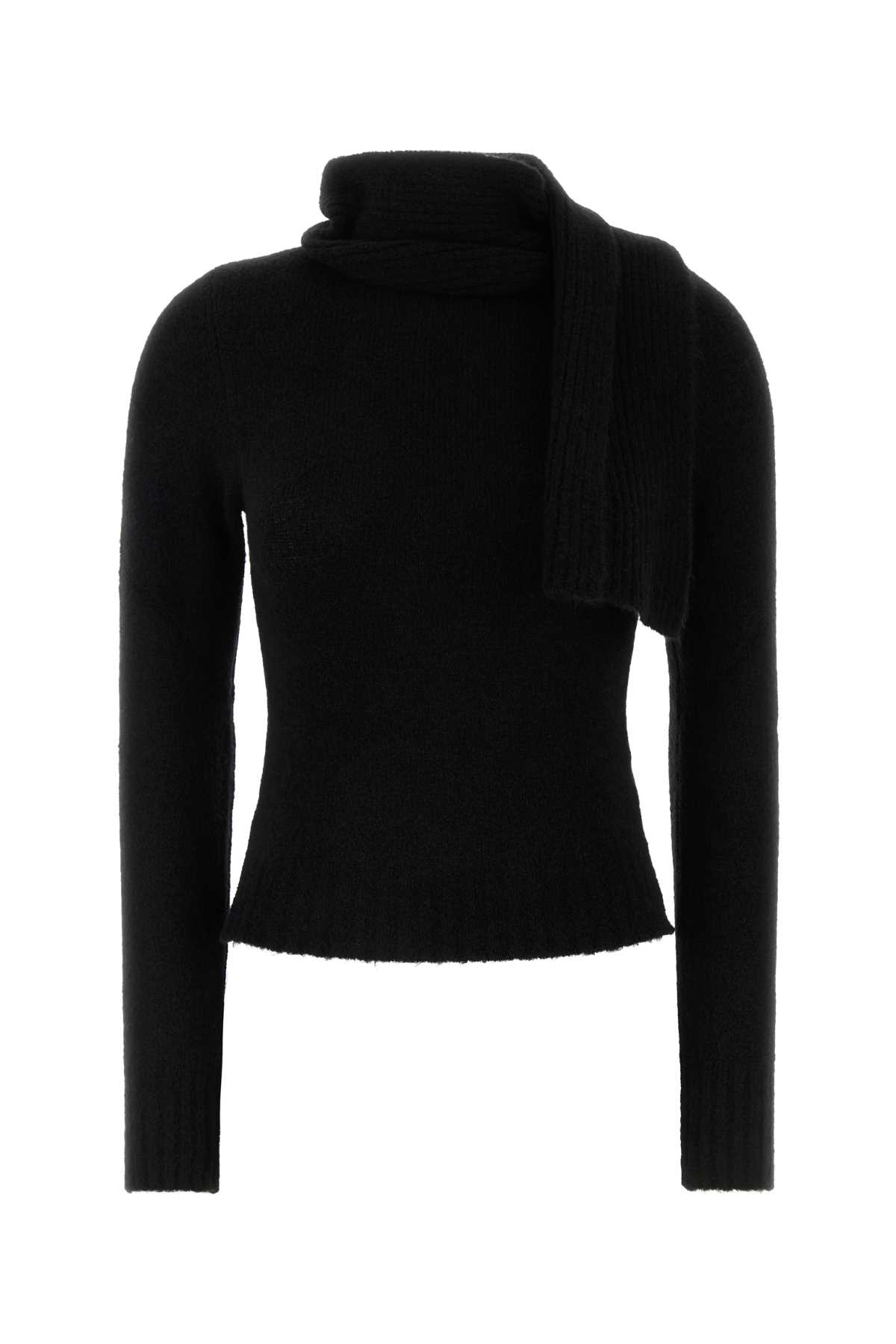 Black Stretch Wool Blend Scarf Jumper Sweater