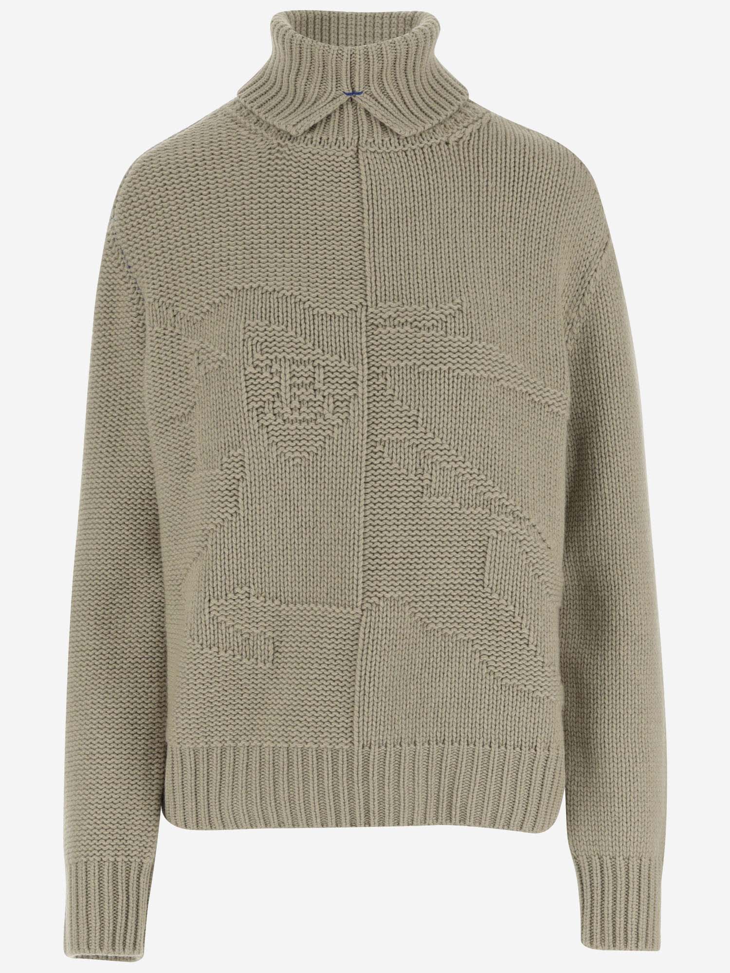 Shop Burberry Cashmere Pullover With Ekd In Hunter