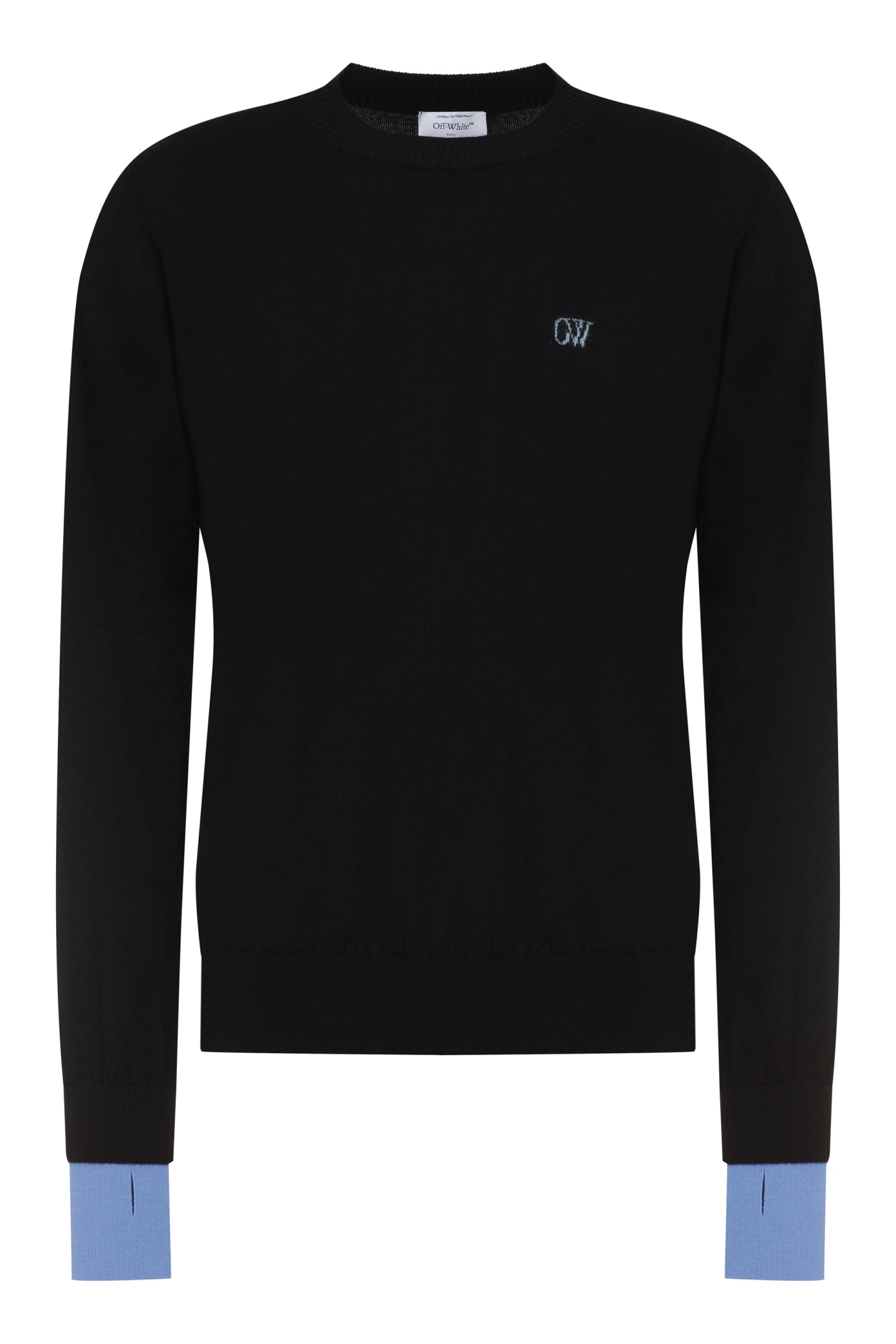 Shop Off-white Knit Wool Pullover In Nero