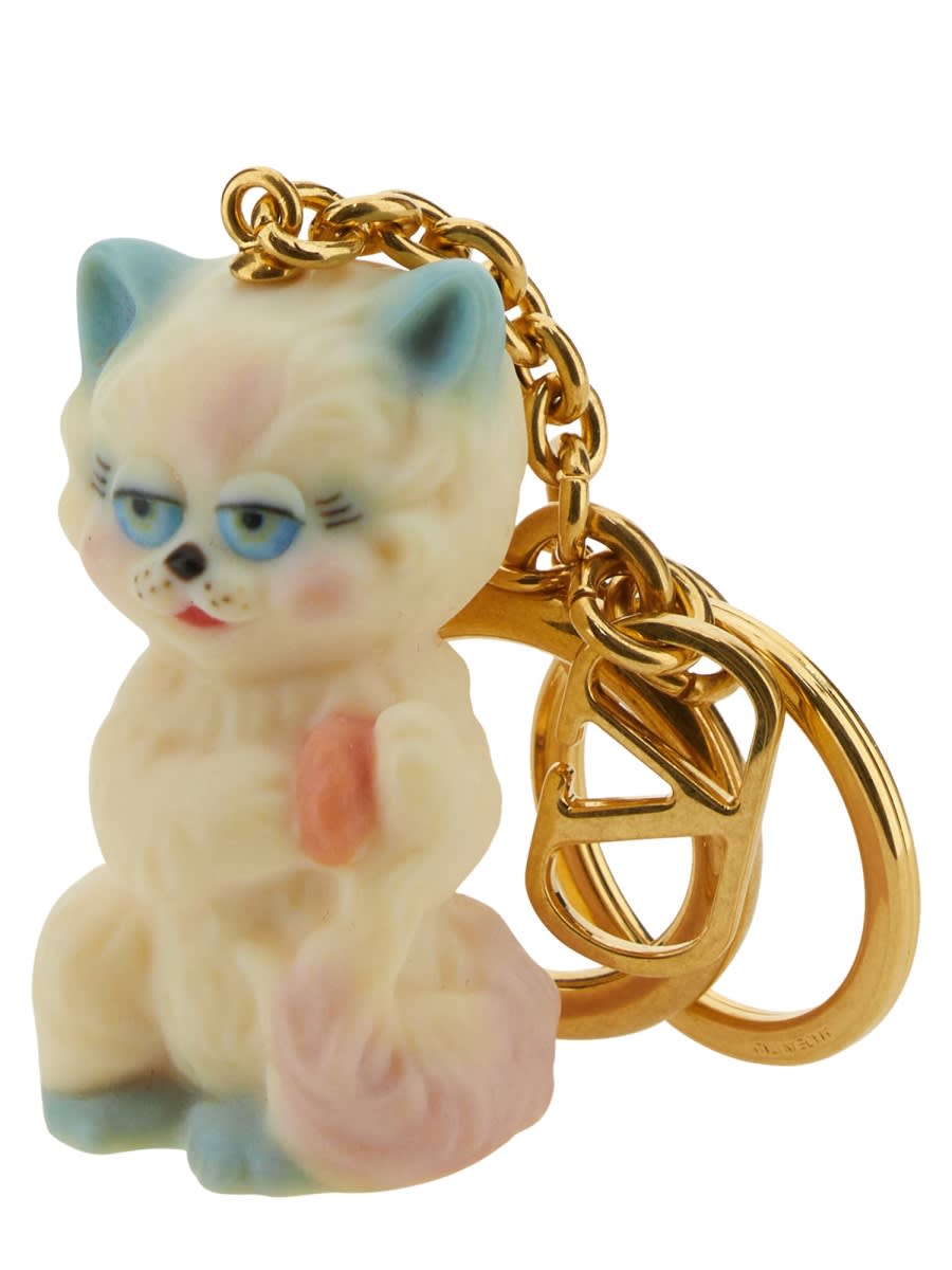 Valentino Garavani Le Chat De La Maison Gold-tone And Plastic Key Fob