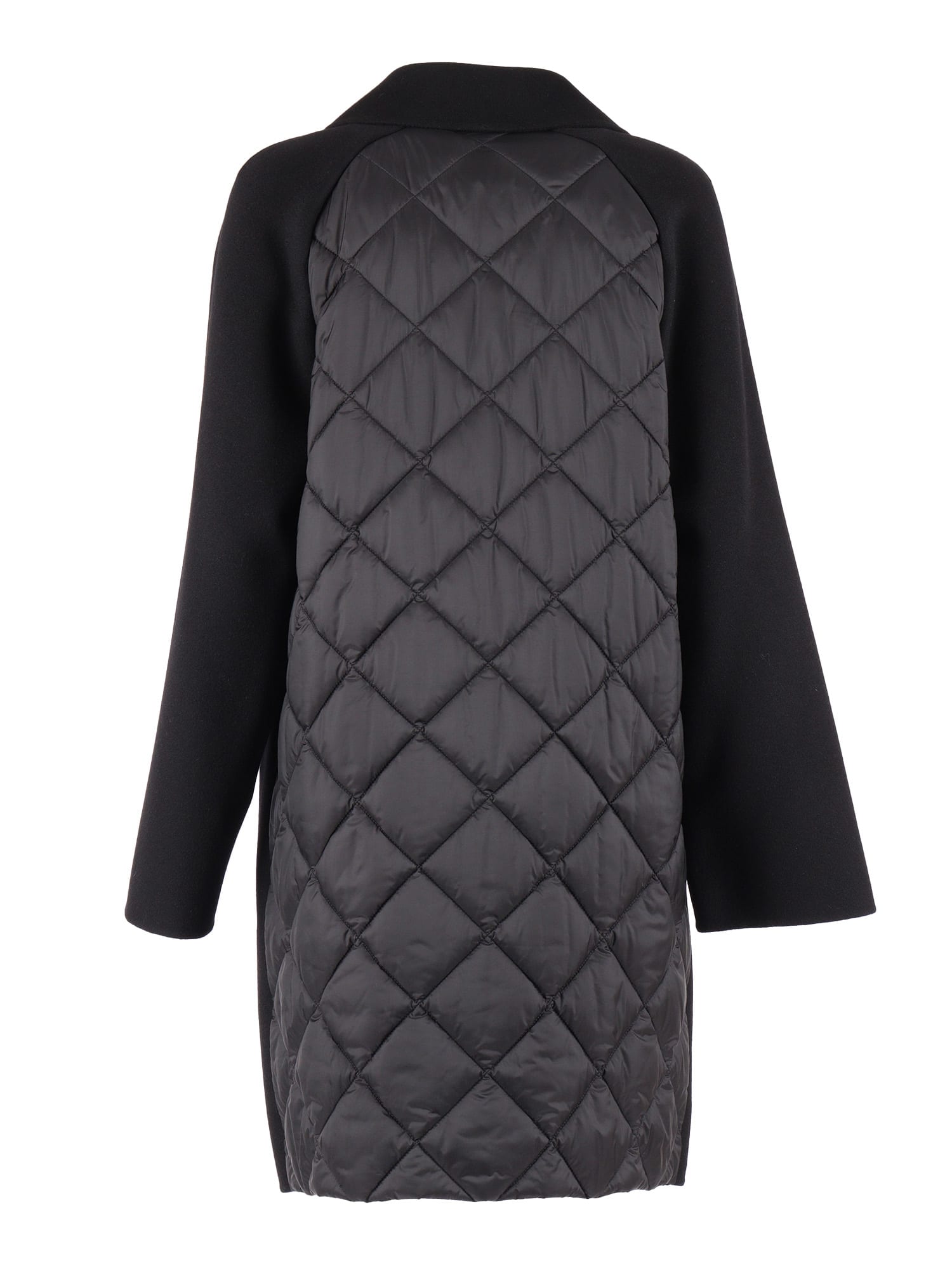 Weekend Max Mara Quilted Wool Double-breasted Coat In Black