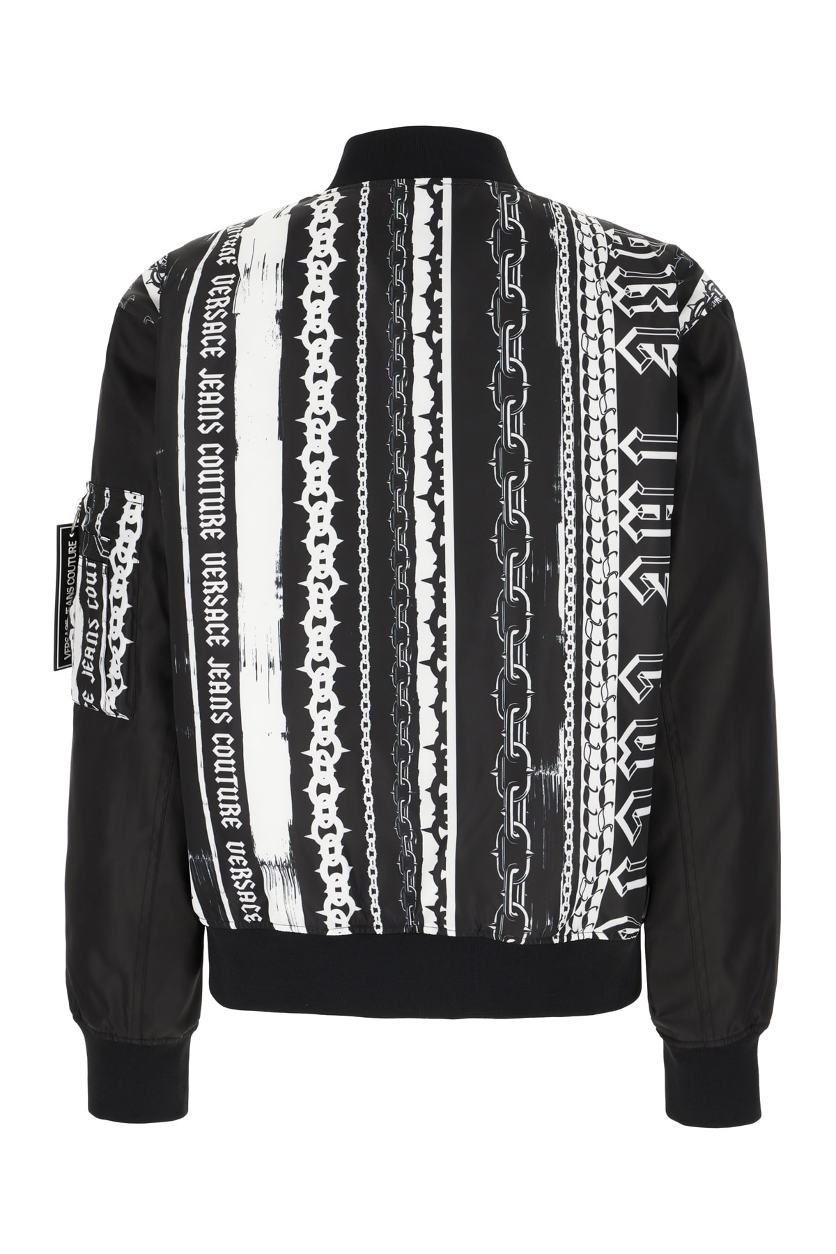 Shop Versace Jeans Couture Black Nylon Bomber Jacket In Black White