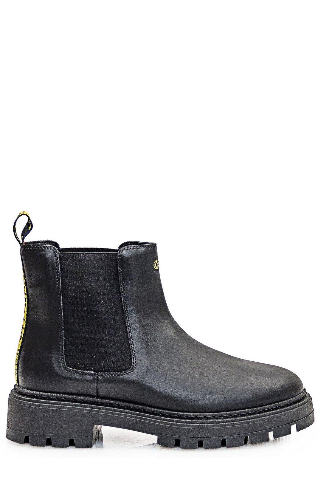 Off-white Kids' Round Toe Ankle Boots In Black