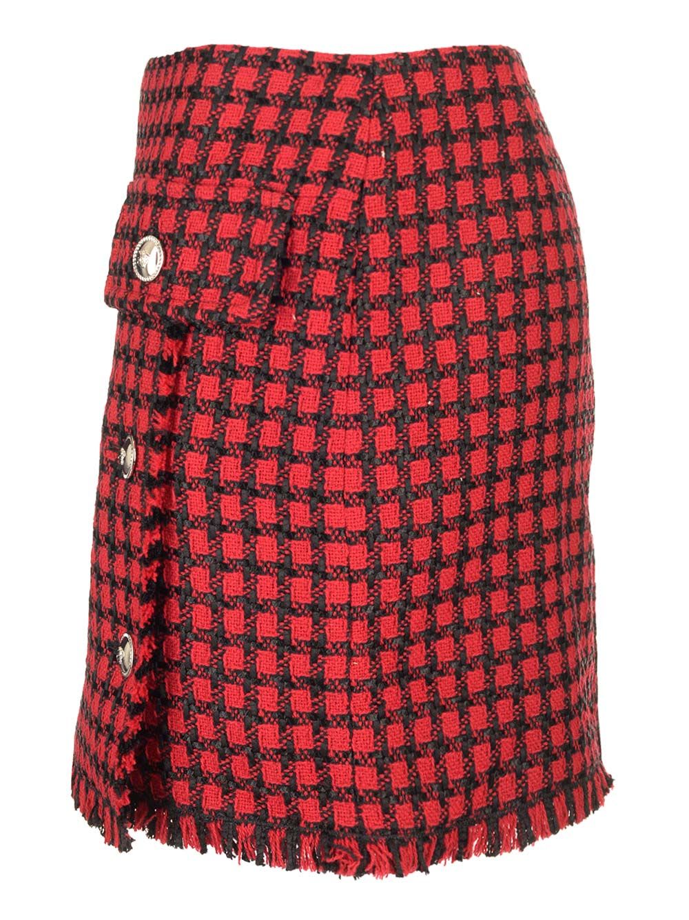 Shop Versace Tweed Mini Skirt In Red