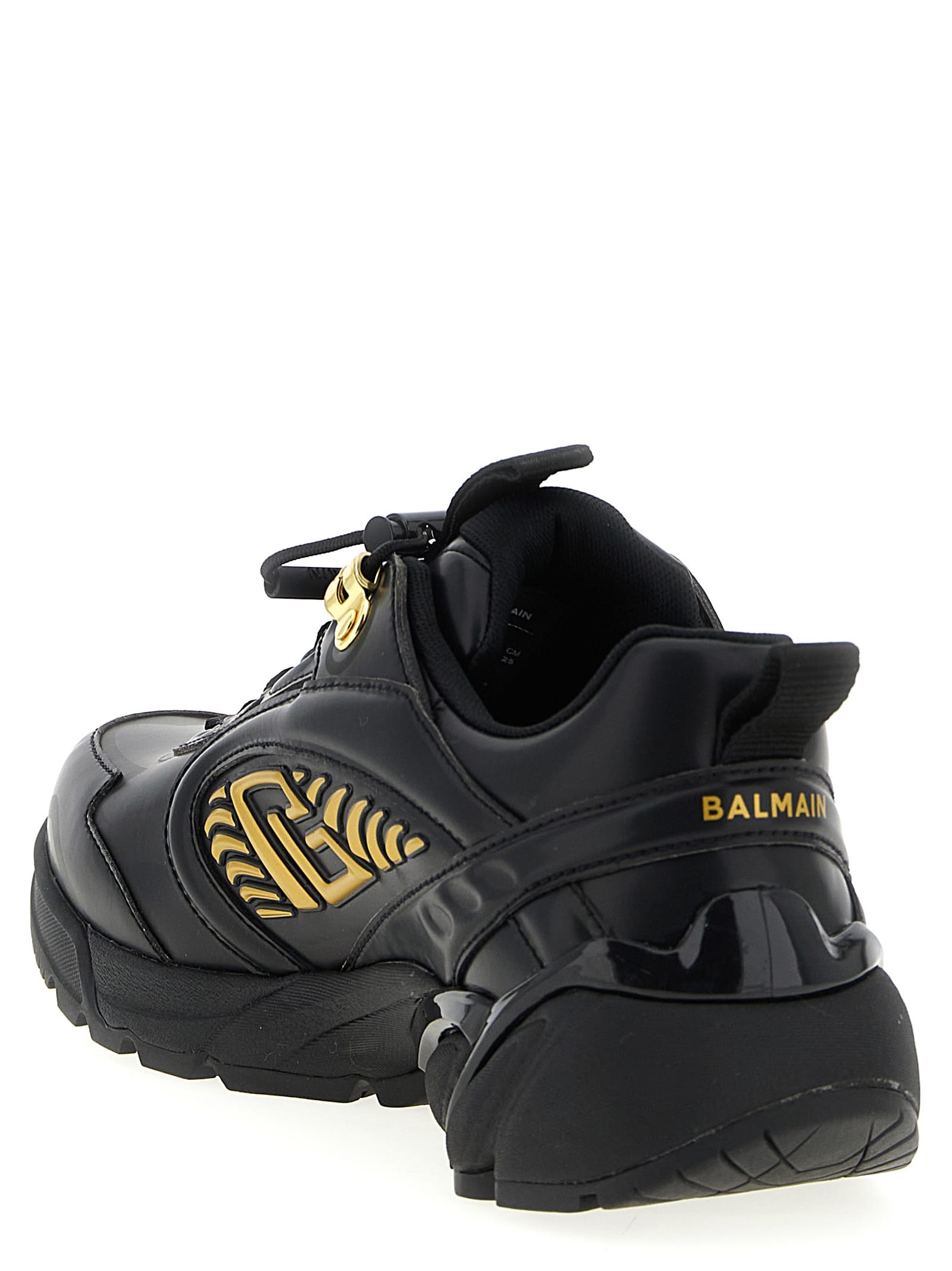 Balmain Cosmic Dust Glazed Leather Sneakers In Black