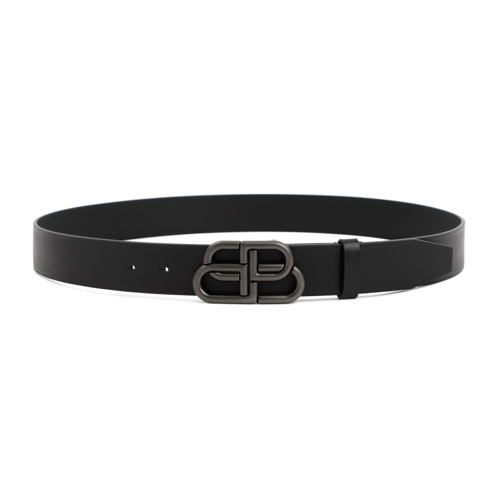 Shop Balenciaga Bb Leather Belt In Black