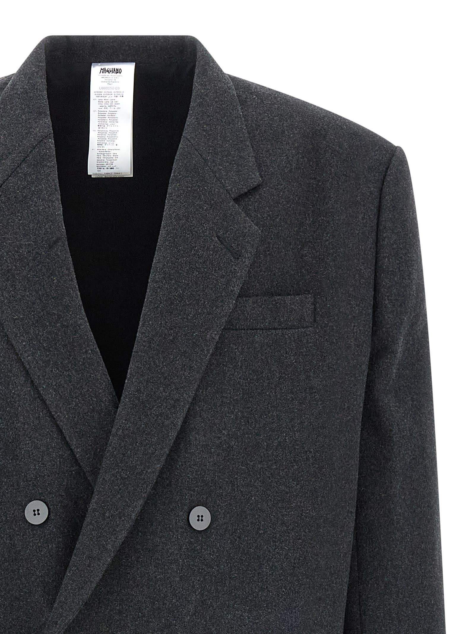 Magliano Double Breasted Coat Notched Lapels In Black