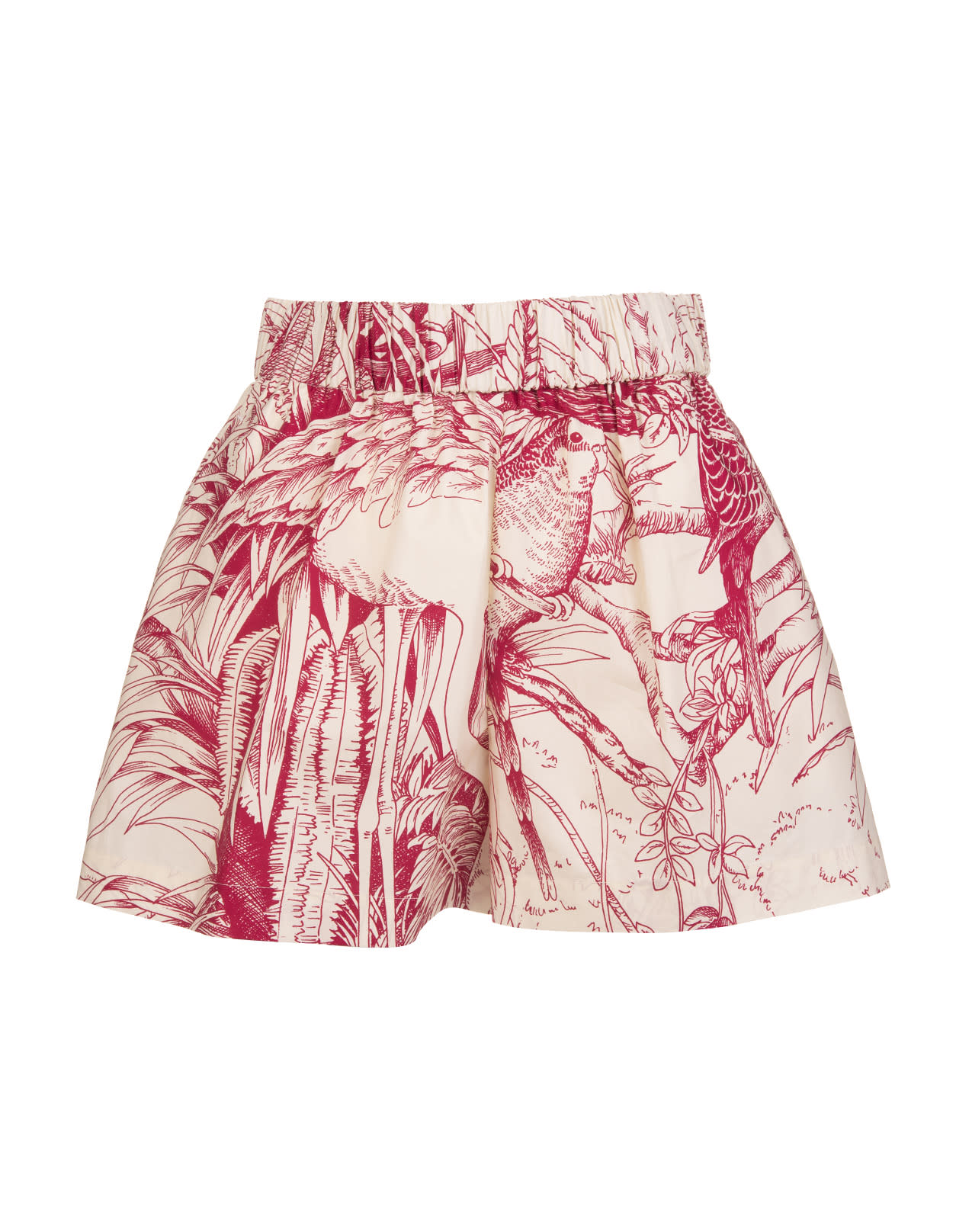 RED Valentino Ivory / Red With Tropical Print Shorts