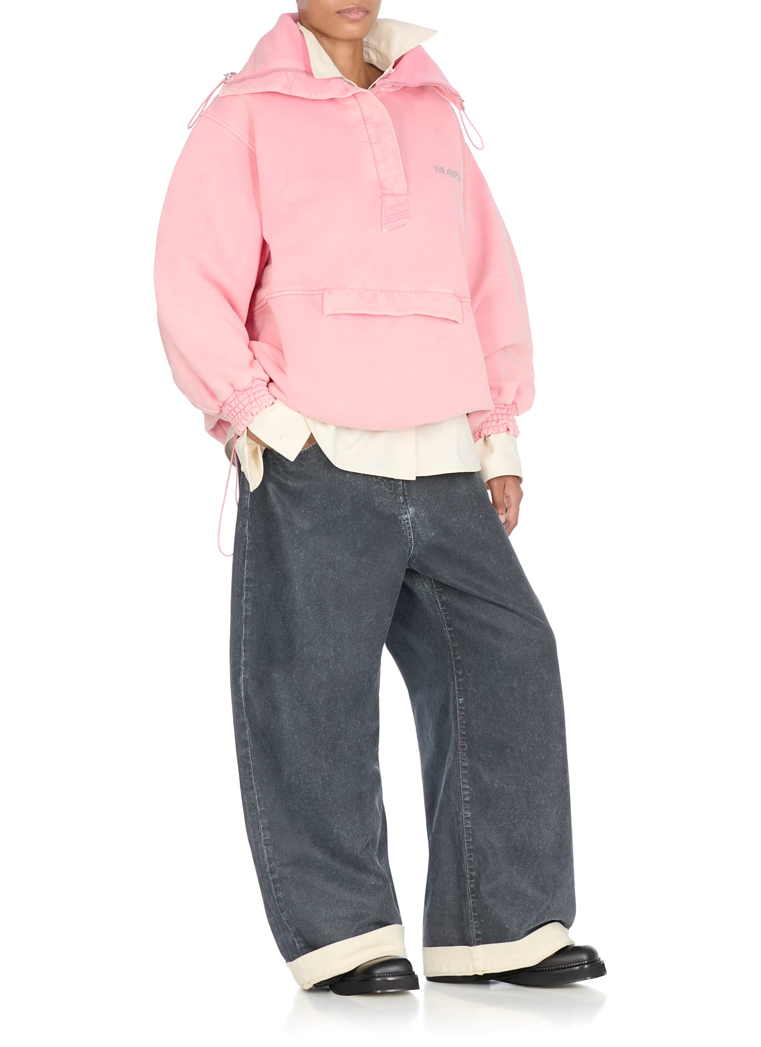 Attico Oversized Cotton Hooded Anorak In Pink