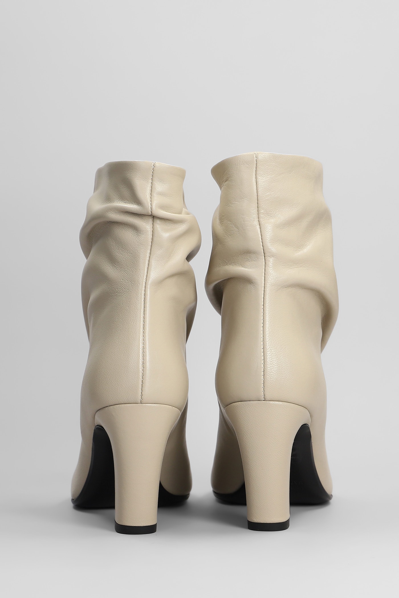 Strategia High Heels Ankle Boots In Beige Leather In Beige